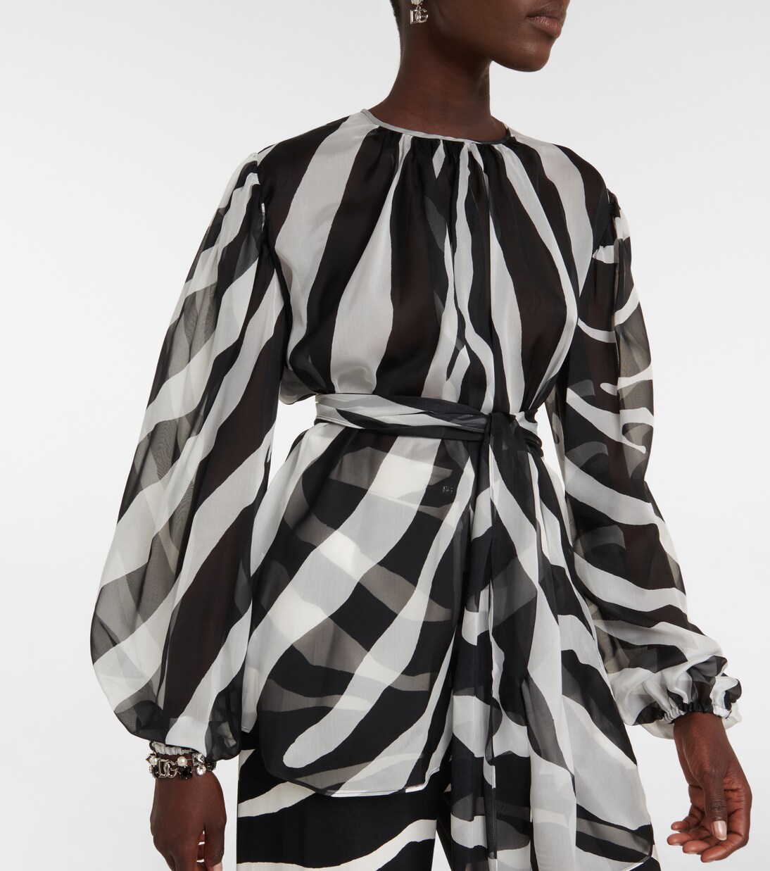 Blusa in seta con stampa zebrata | Dolce&Gabbana
