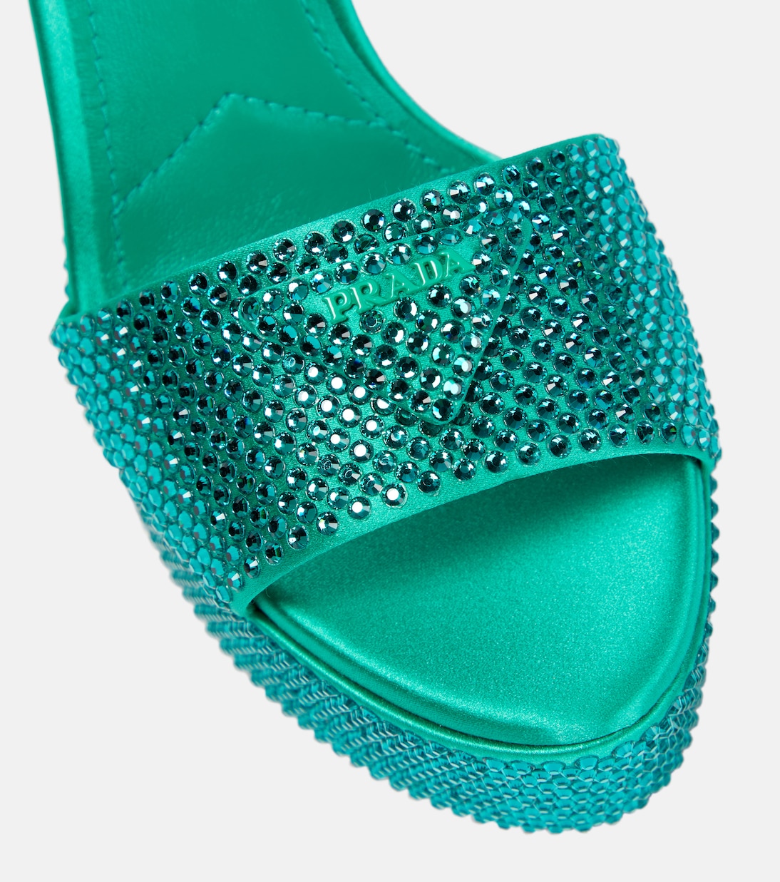 Sandali in raso con plateau e cristalli | Prada