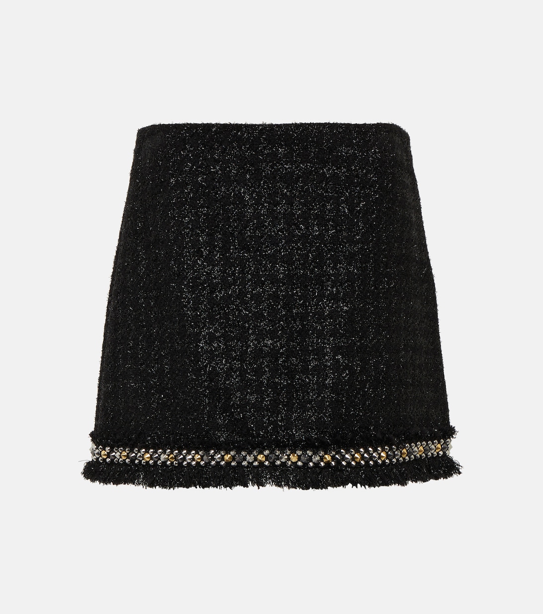 Embellished metallic tweed miniskirt | Versace