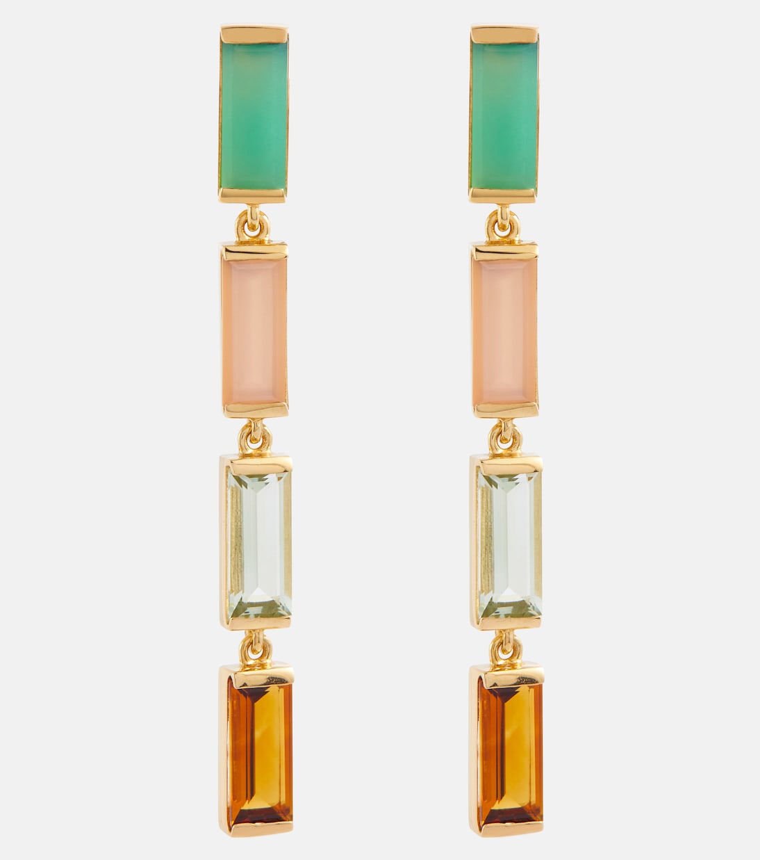 Ohrringe Deco Maxi aus 9kt Gelbgold mit Edelsteinen | Aliita