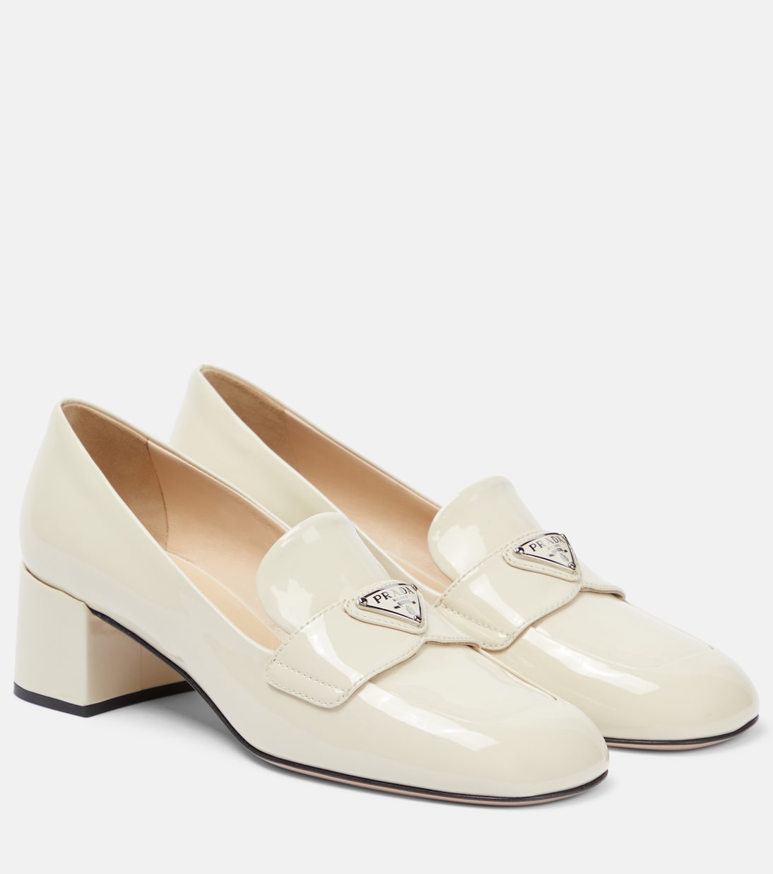 Escarpins en cuir verni à logo | Prada