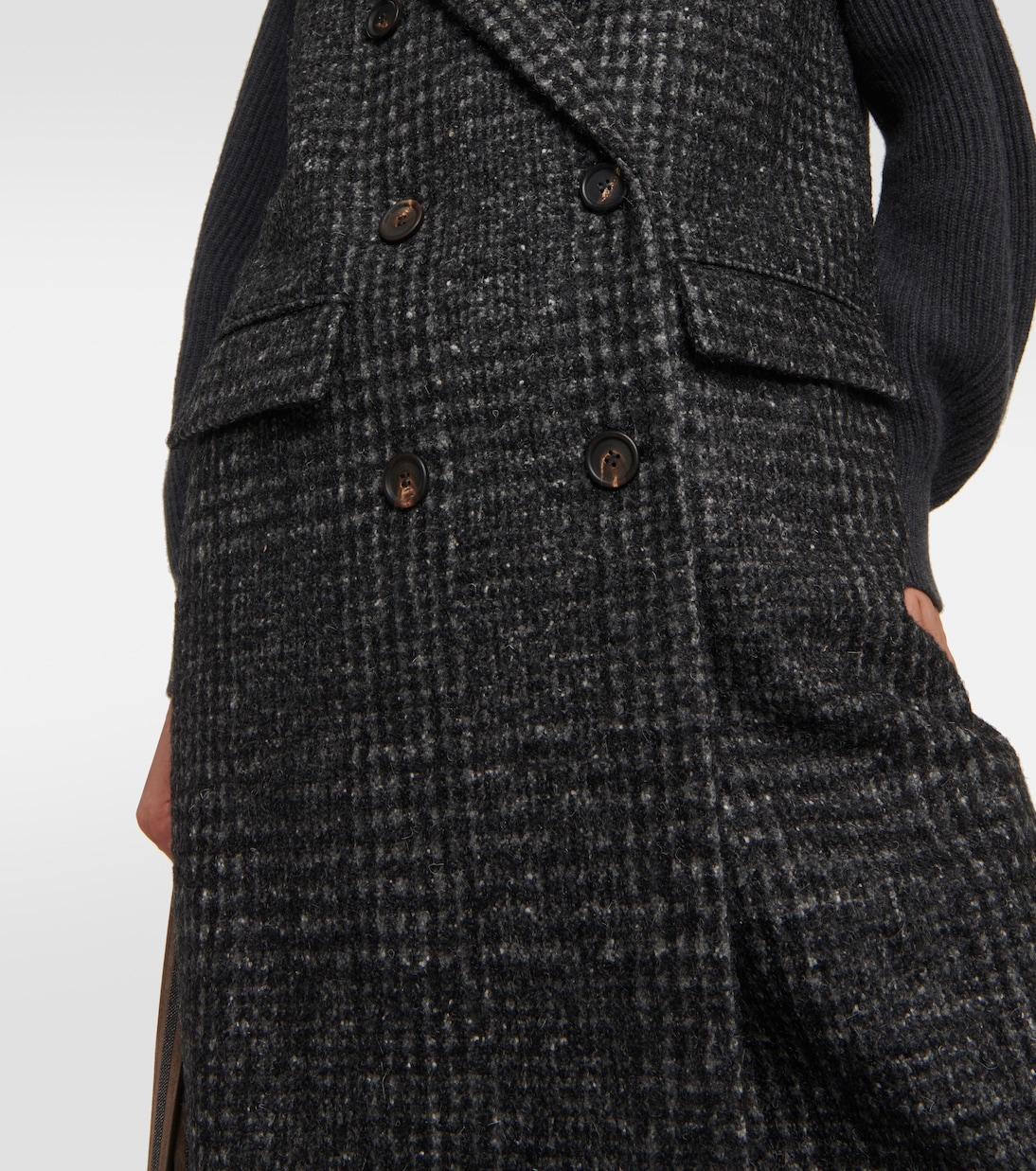 Cappotto in misto lana a quadri | Brunello Cucinelli
