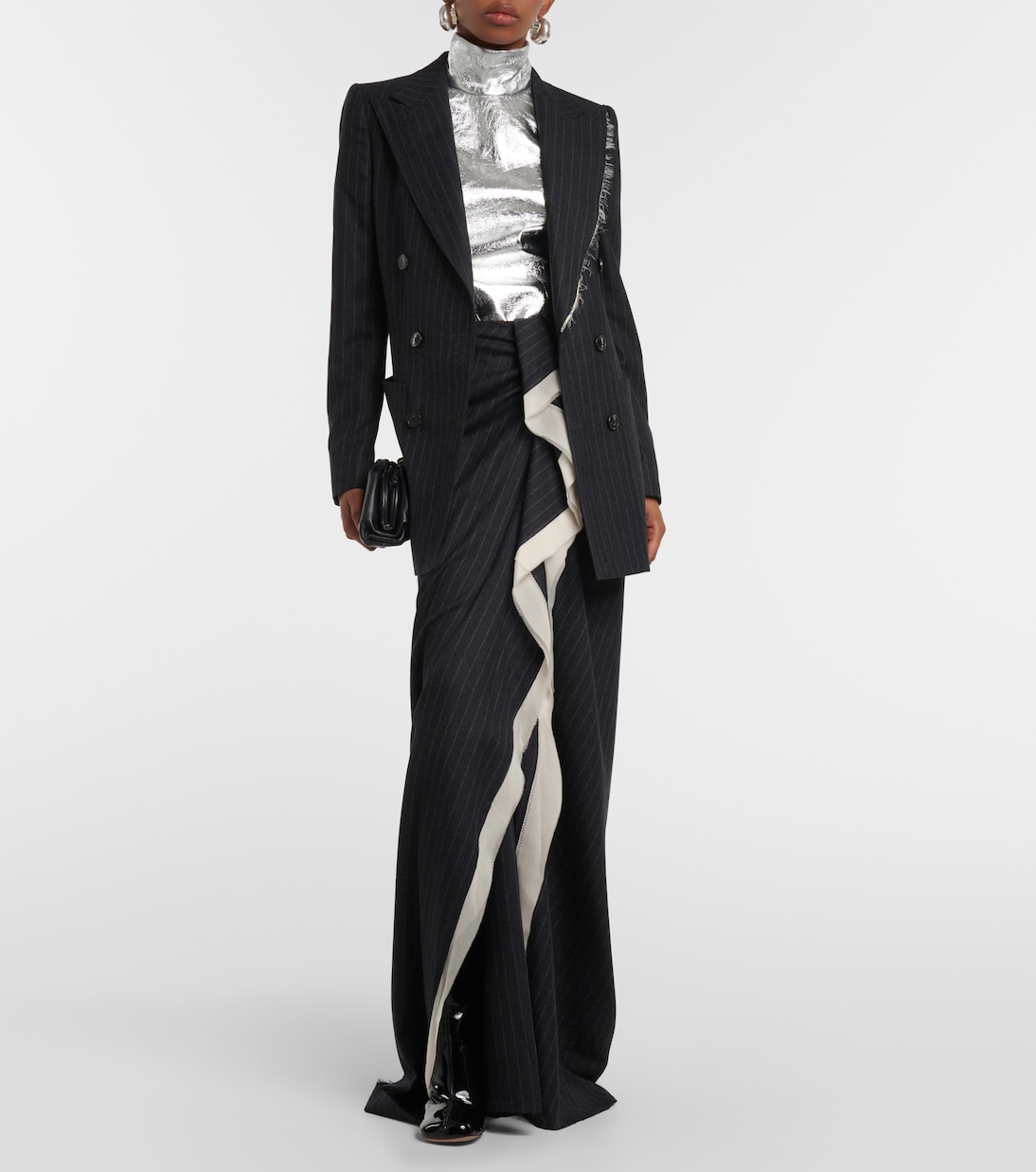 Sinam pinstriped wool maxi skirt  | Dries Van Noten