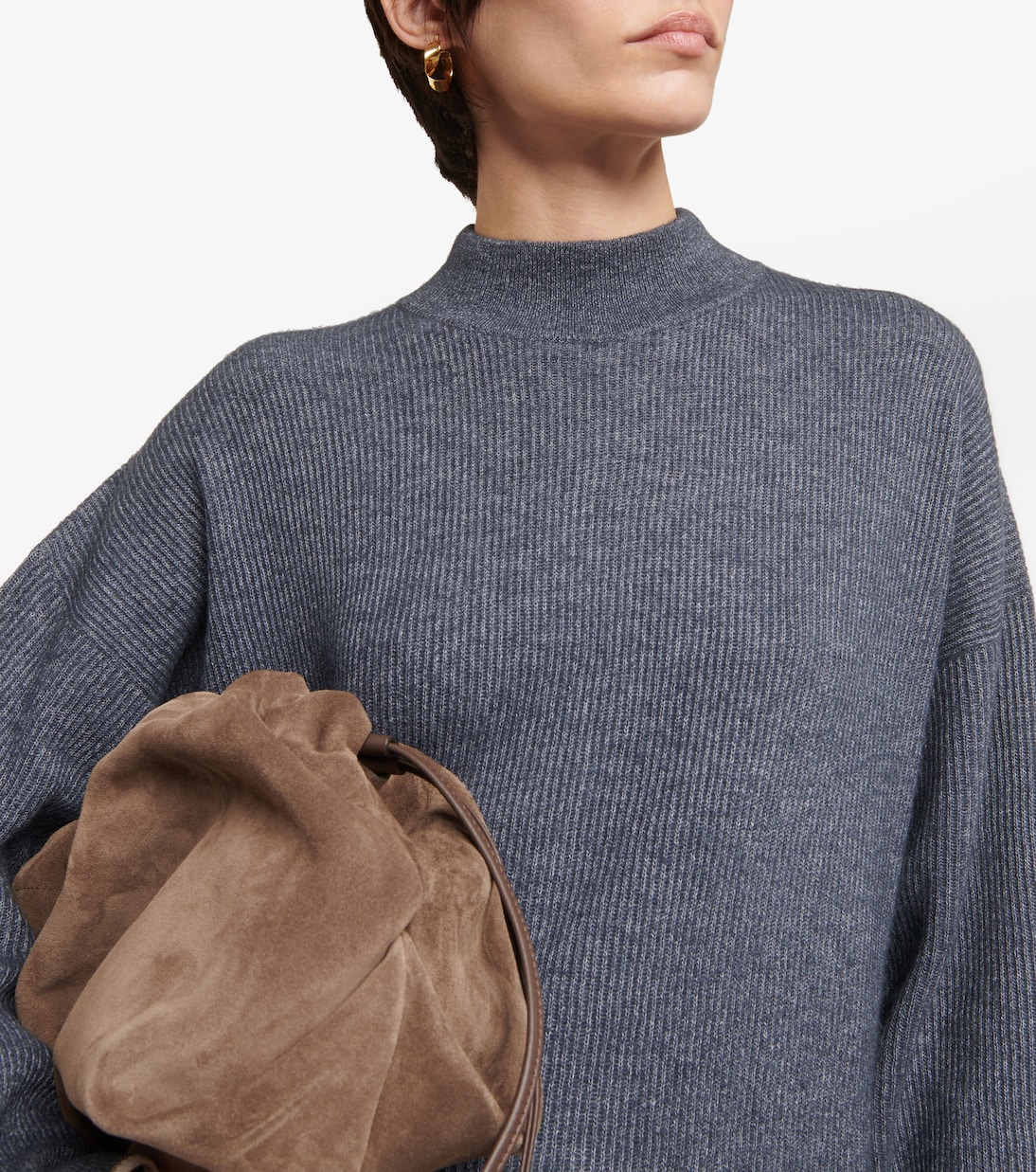 Abito midi in cotone e alpaca a coste | Brunello Cucinelli