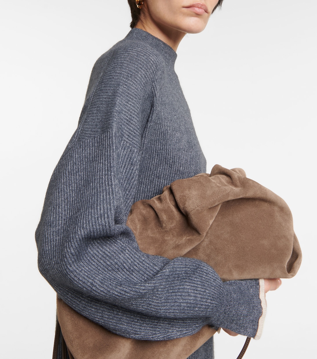 Abito midi in cotone e alpaca a coste | Brunello Cucinelli