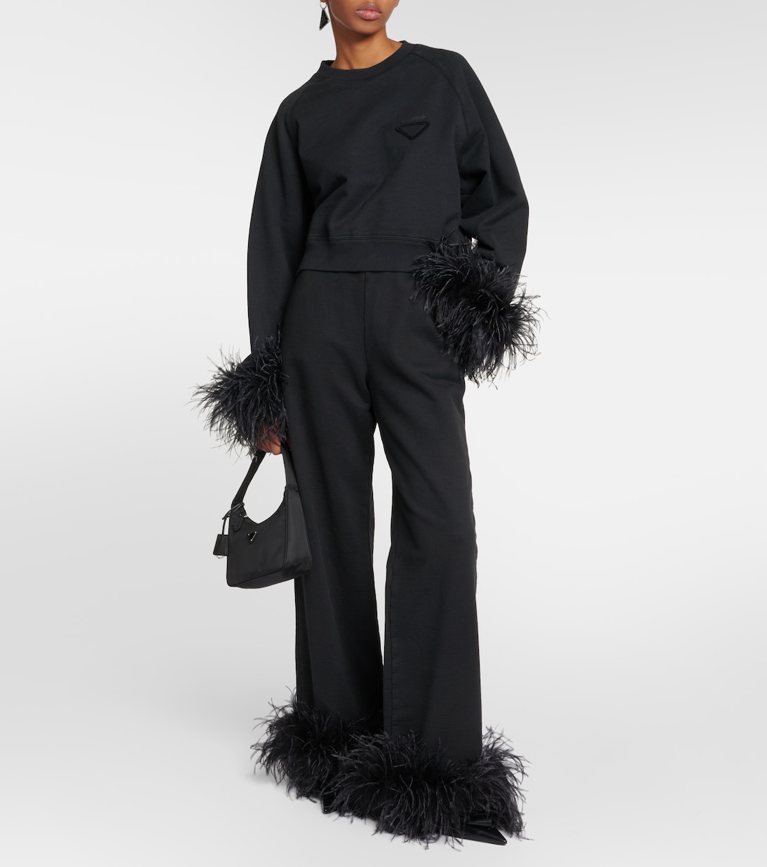 Felpa in cotone con piume | Prada