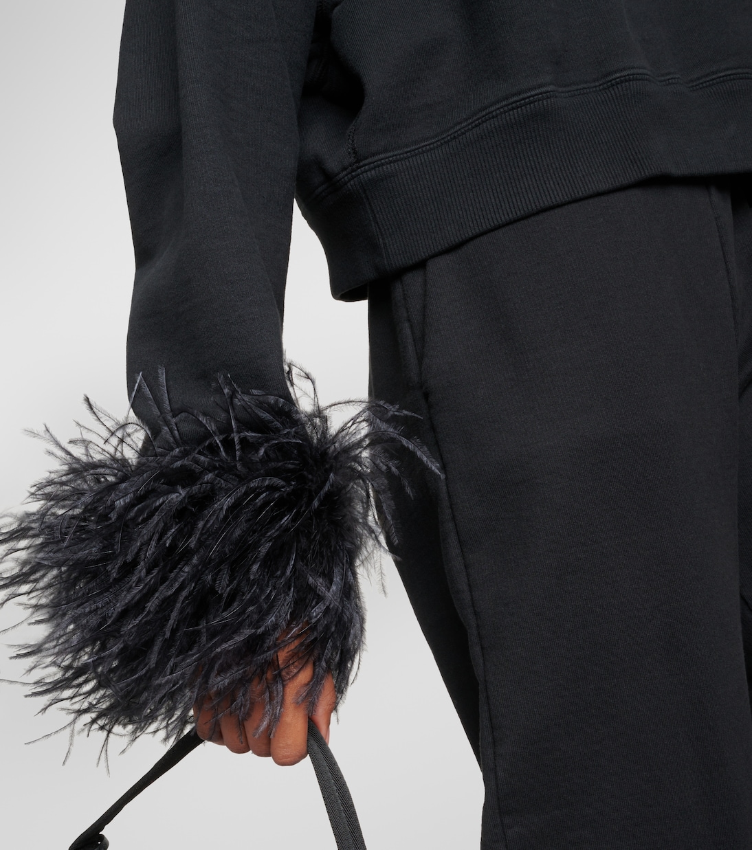 Felpa in cotone con piume | Prada