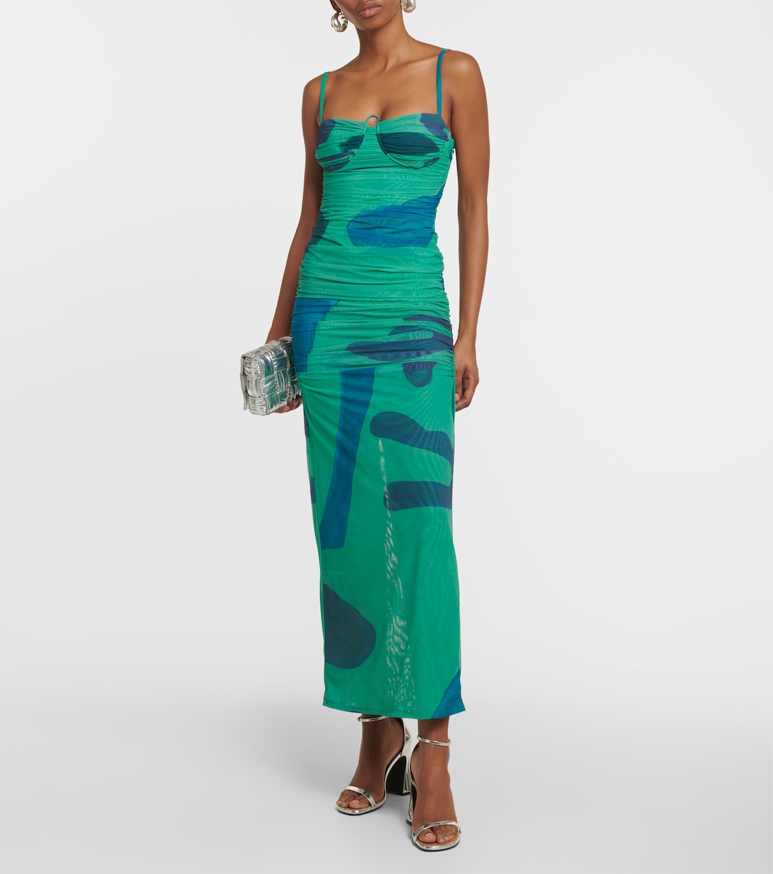 x Frankie Tobin Frankie ruched mesh midi dress | SIR