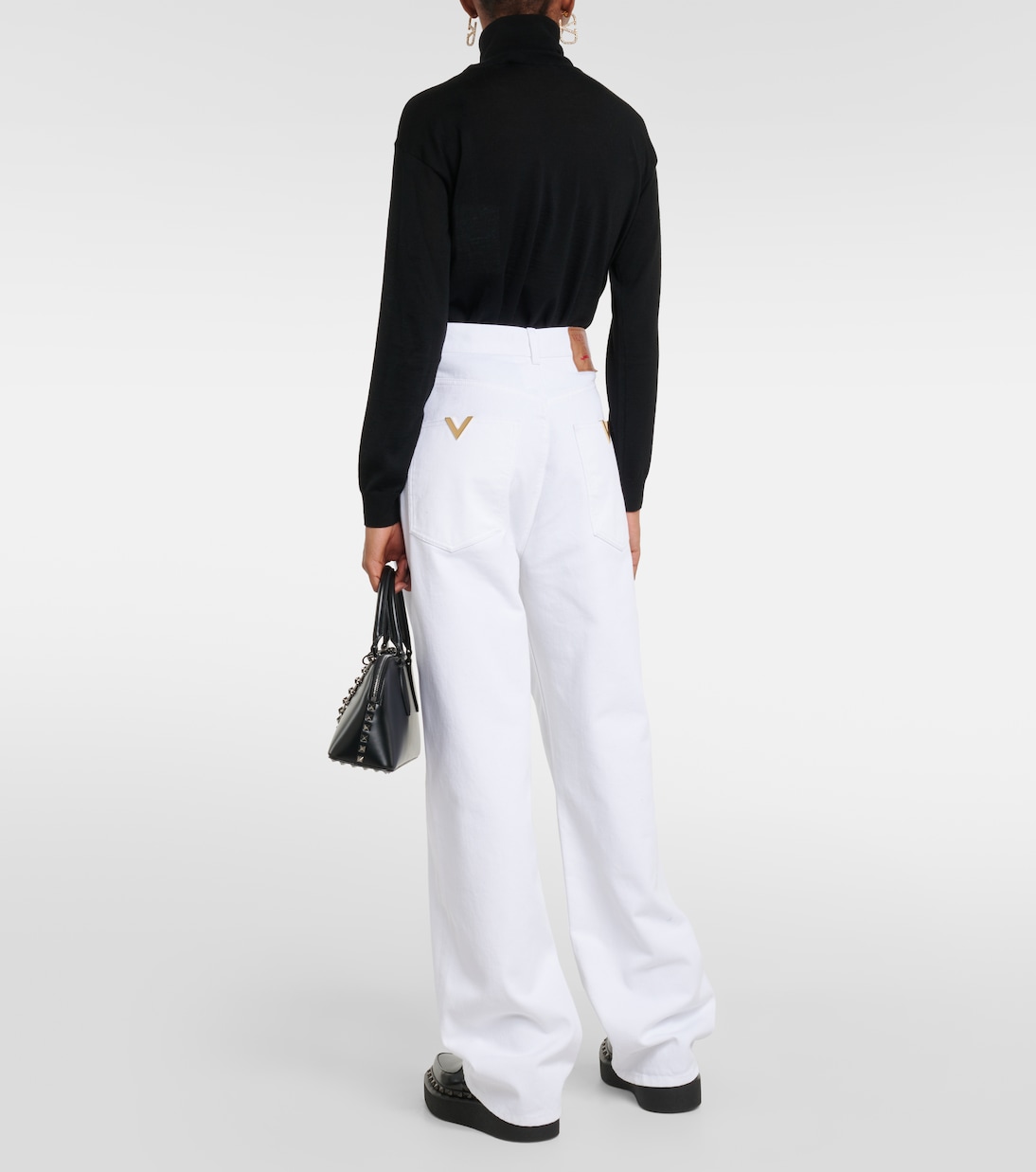 Jeans a gamba larga e vita alta | Valentino