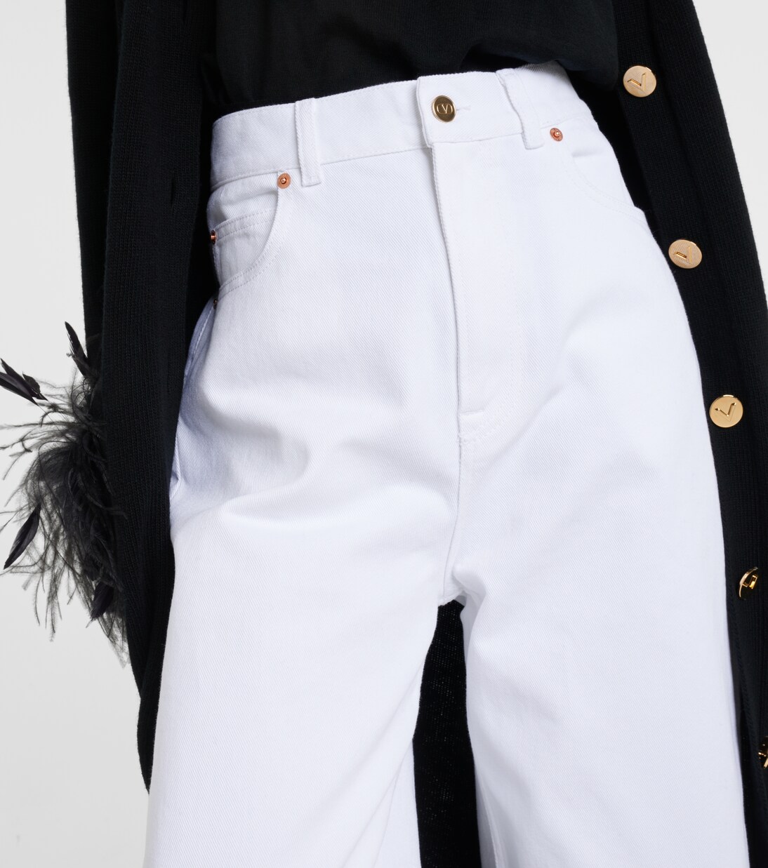 Jeans a gamba larga e vita alta | Valentino