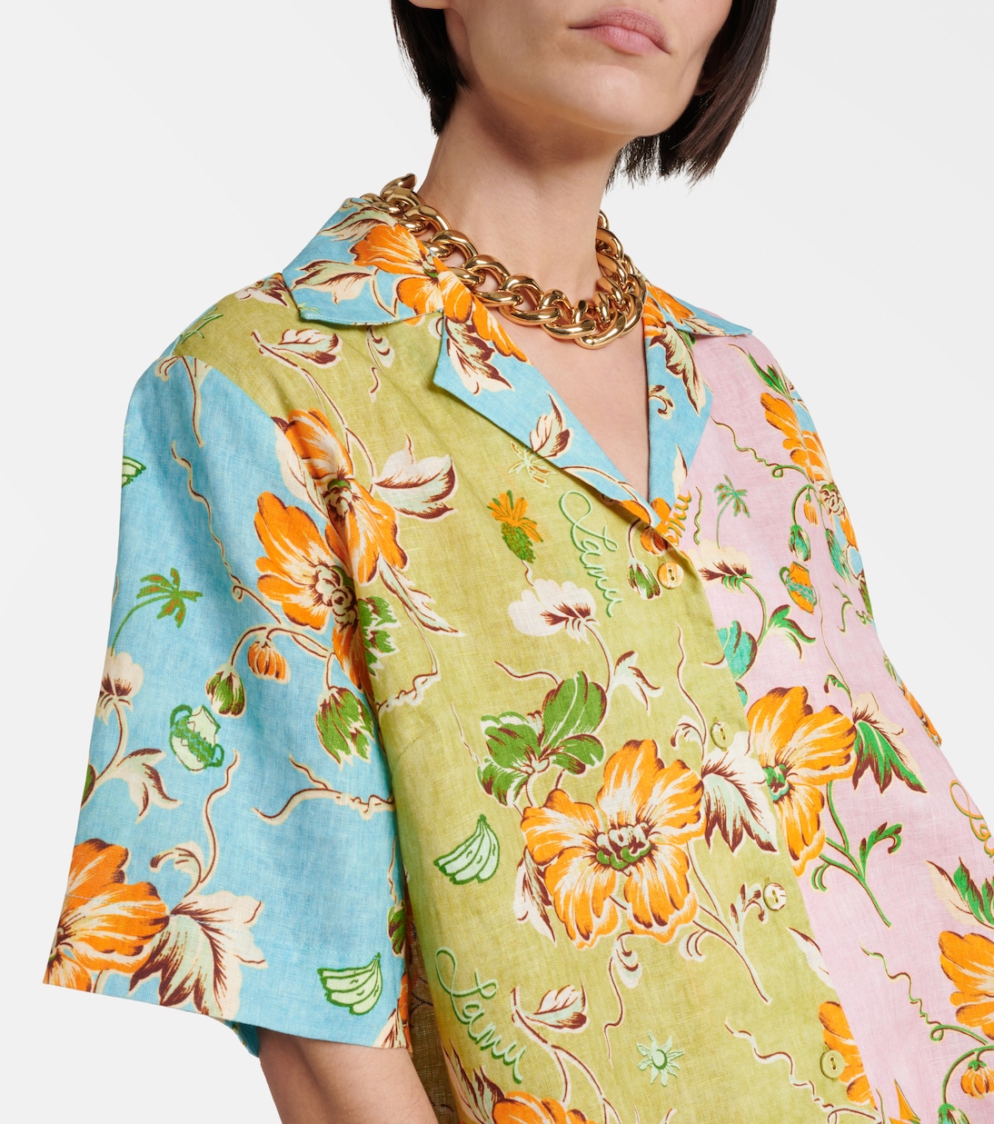 Camisa bowling Mana de lino floral | Alémais
