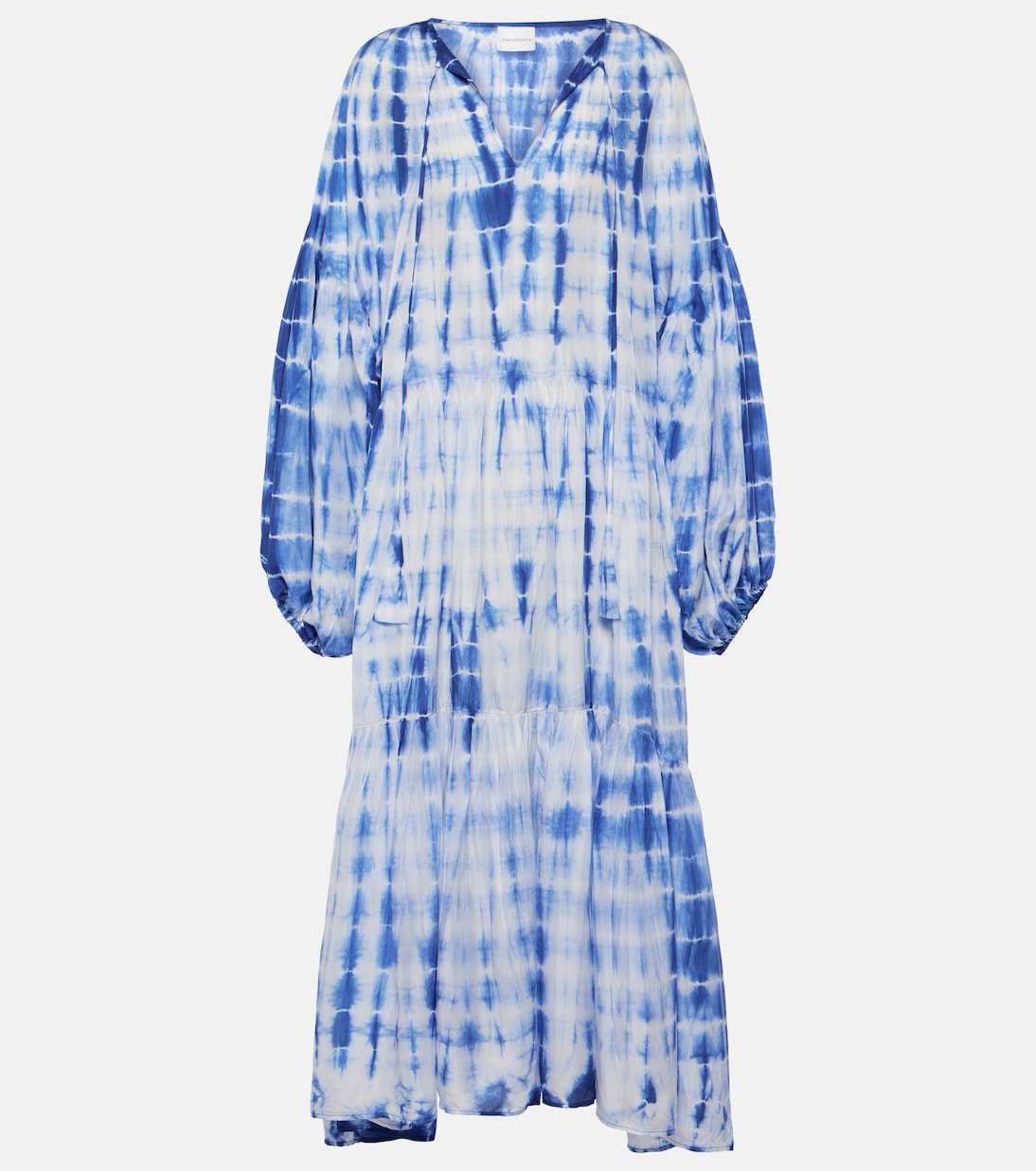 Amelia tie-dye tiered silk midi dress | Anna Kosturova