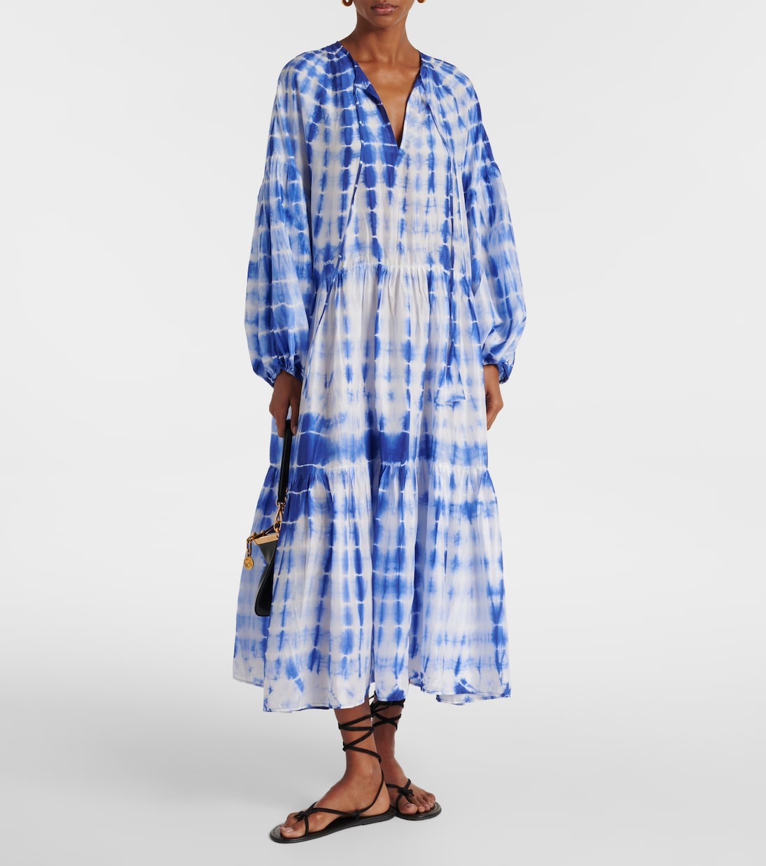 Amelia tie-dye tiered silk midi dress | Anna Kosturova