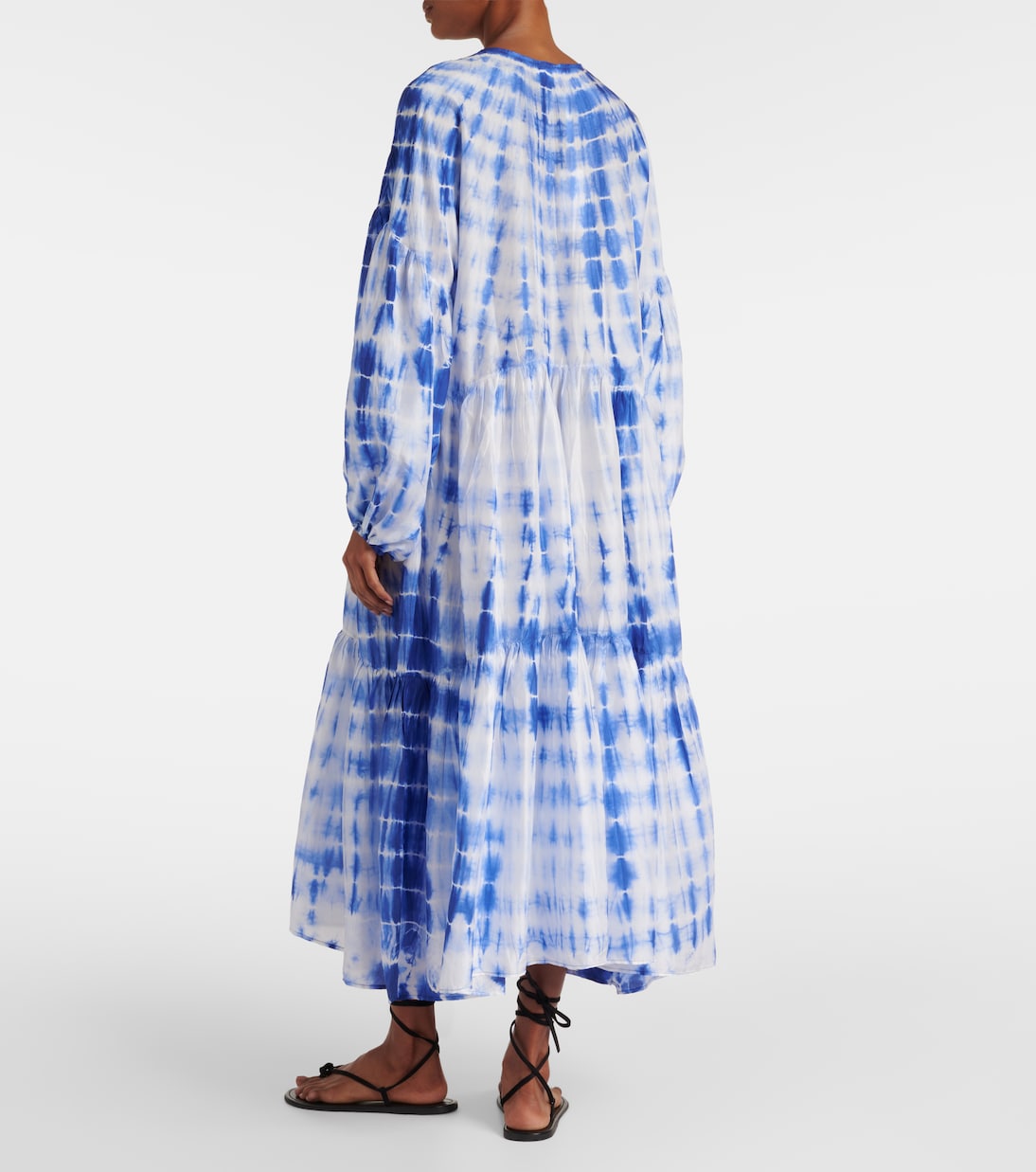 Amelia tie-dye tiered silk midi dress | Anna Kosturova