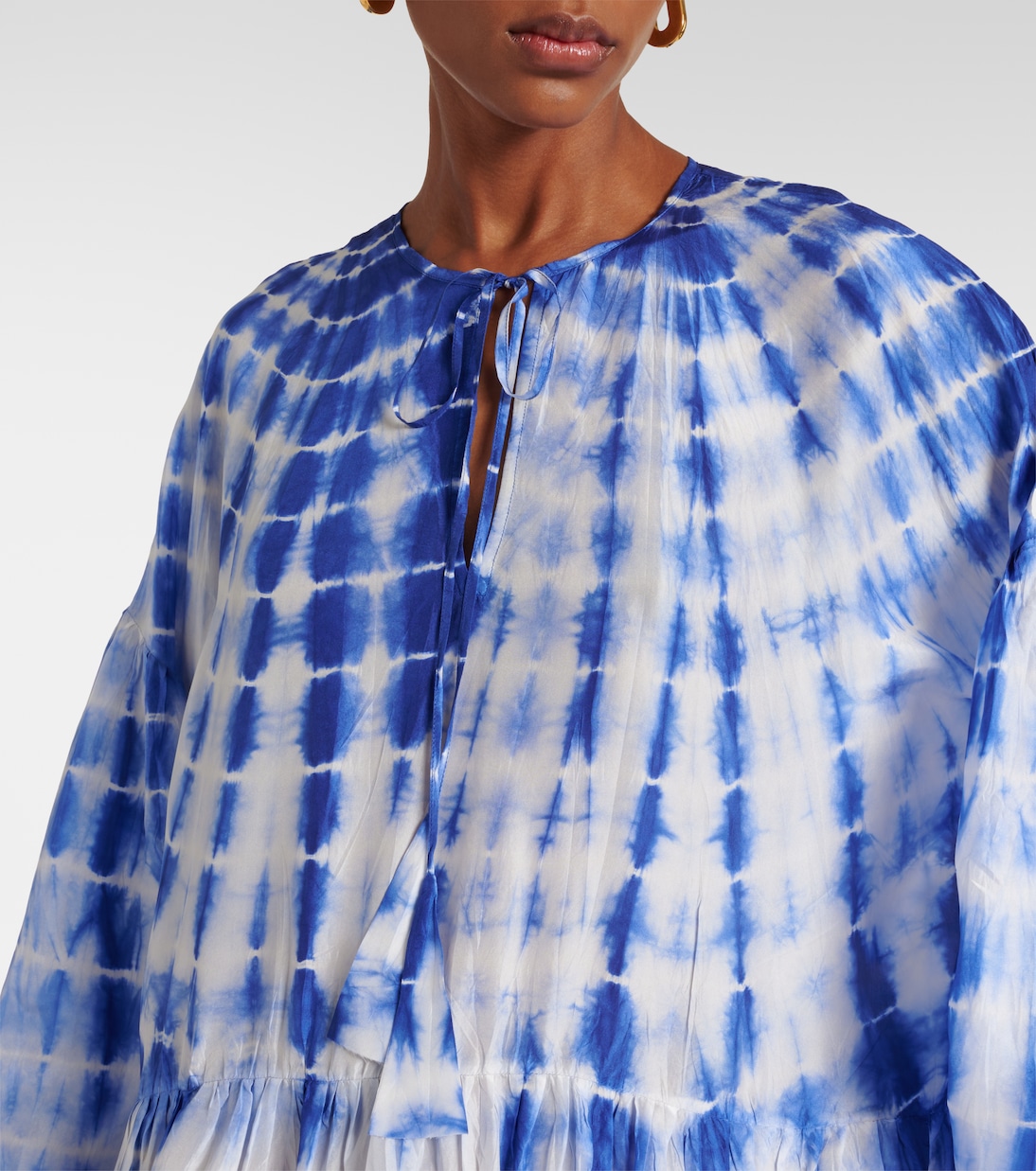 Amelia tie-dye tiered silk midi dress | Anna Kosturova