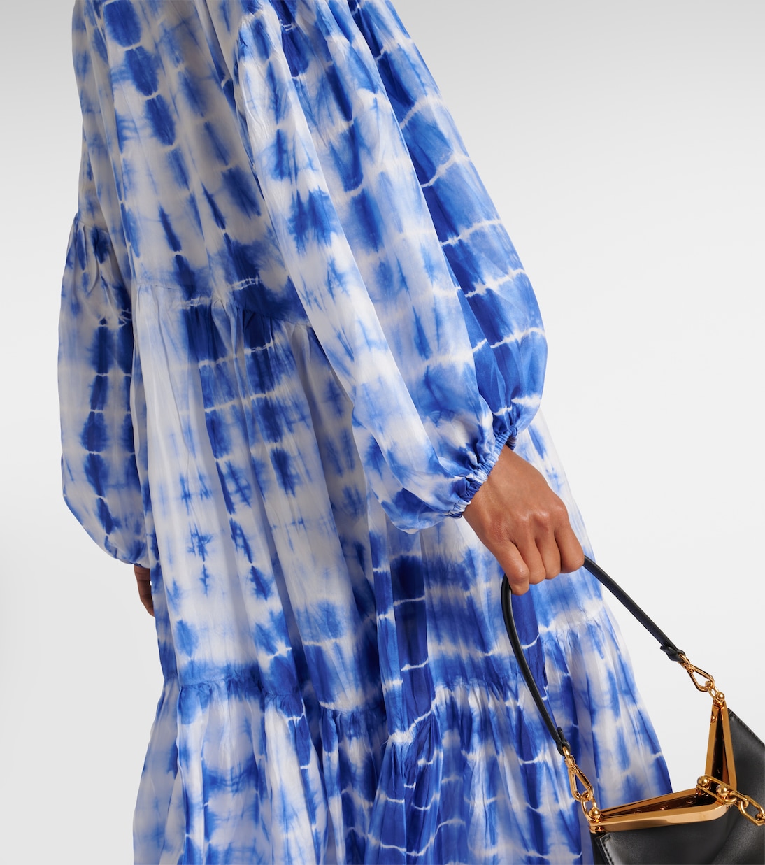 Amelia tie-dye tiered silk midi dress | Anna Kosturova