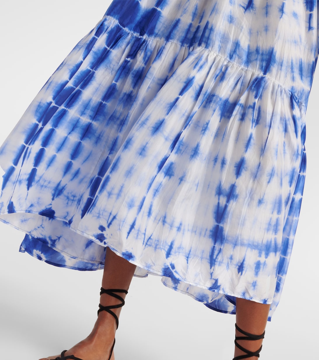 Amelia tie-dye tiered silk midi dress | Anna Kosturova