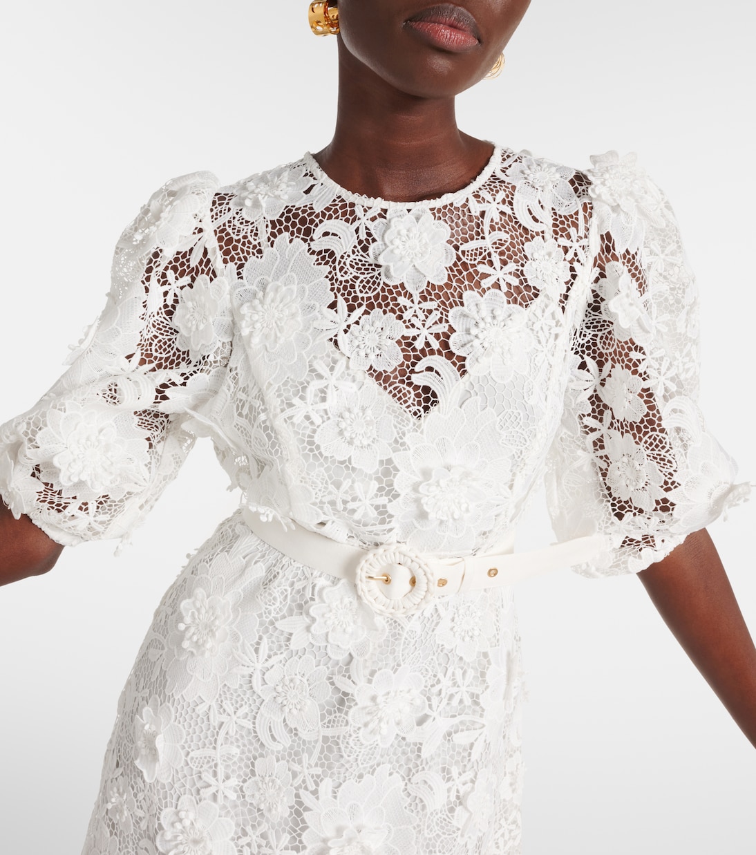 Robe midi Halliday en dentelle à fleurs | Zimmermann