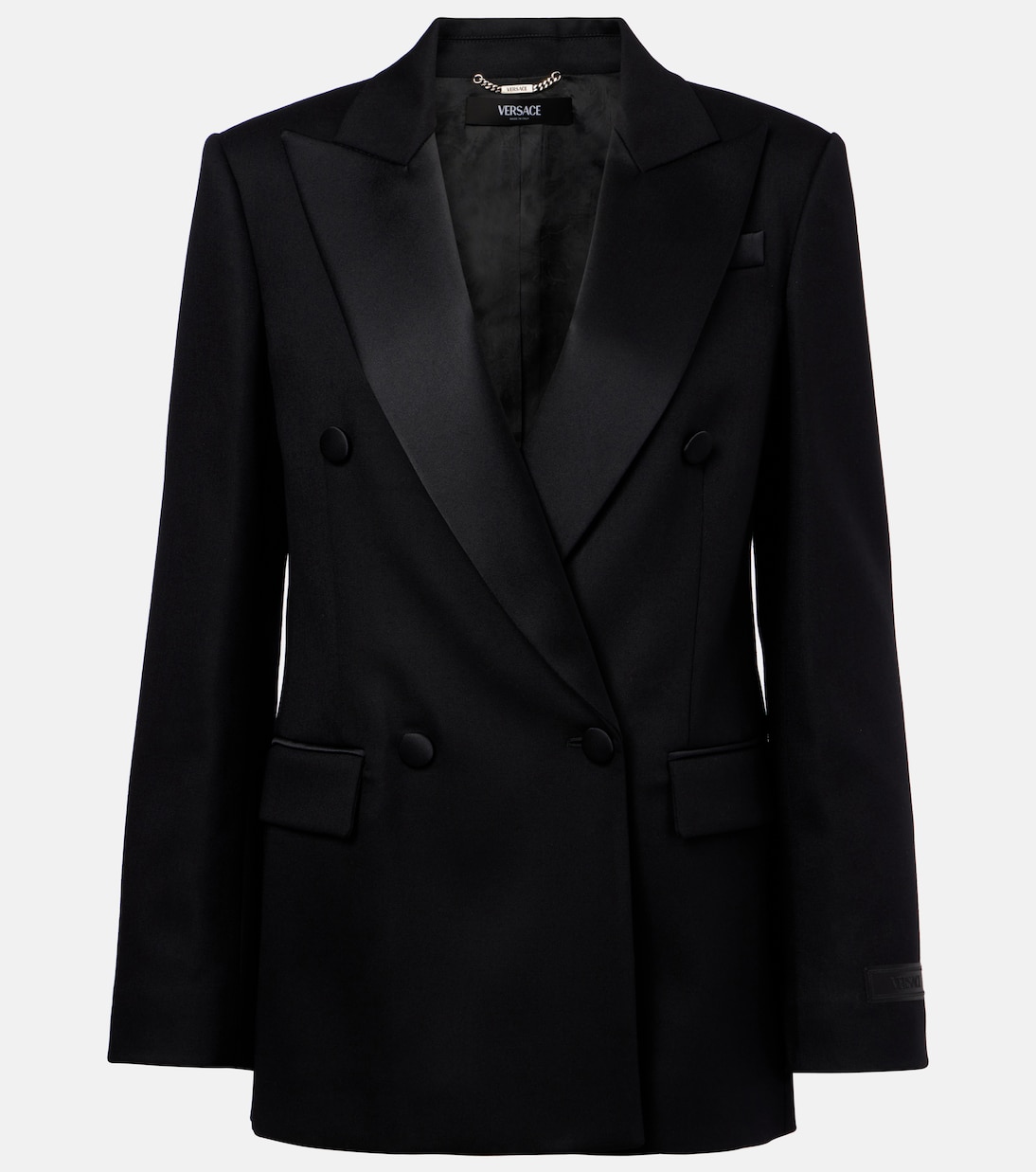 Satin-trimmed wool blazer | Versace