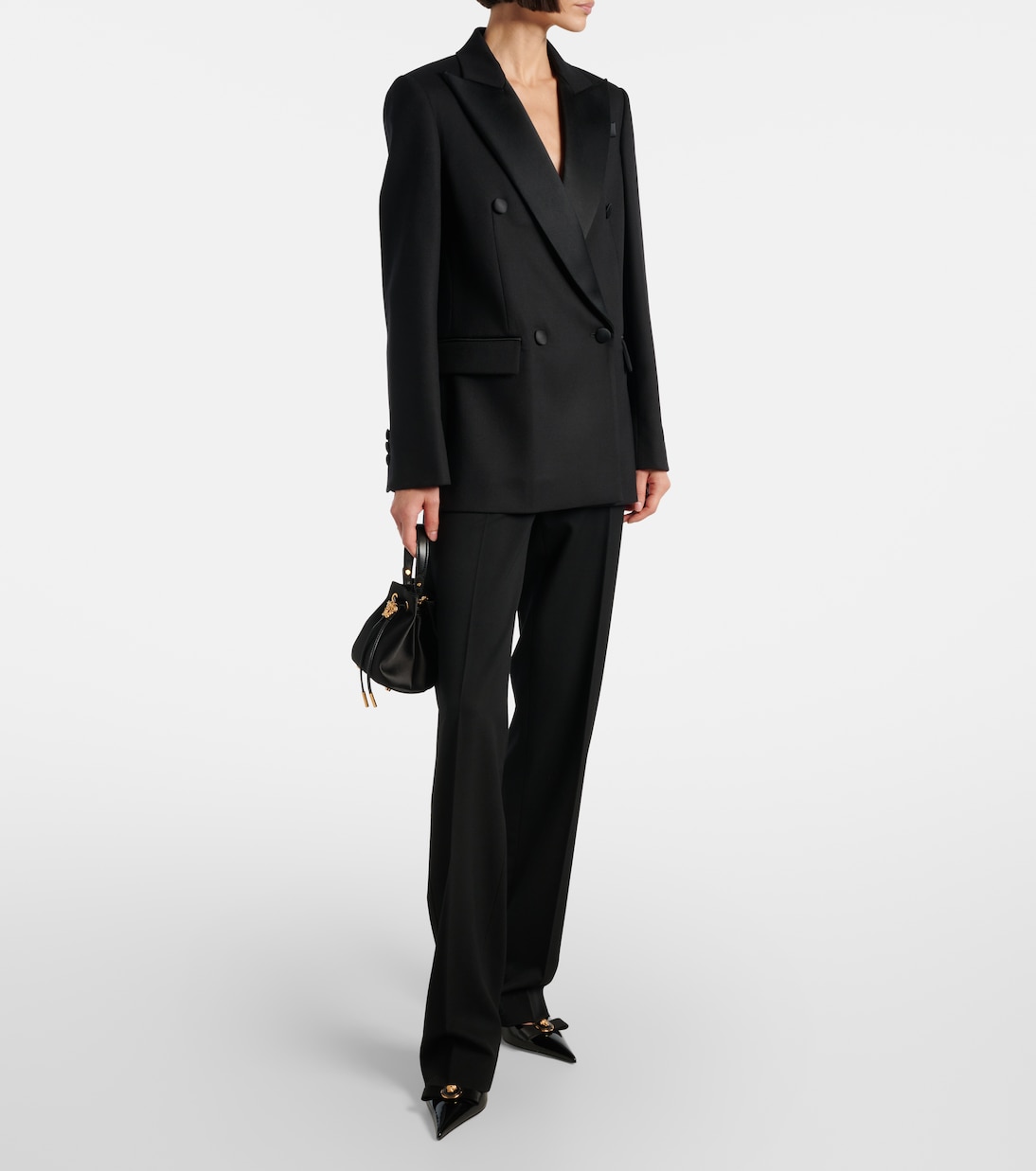 Satin-trimmed wool blazer | Versace