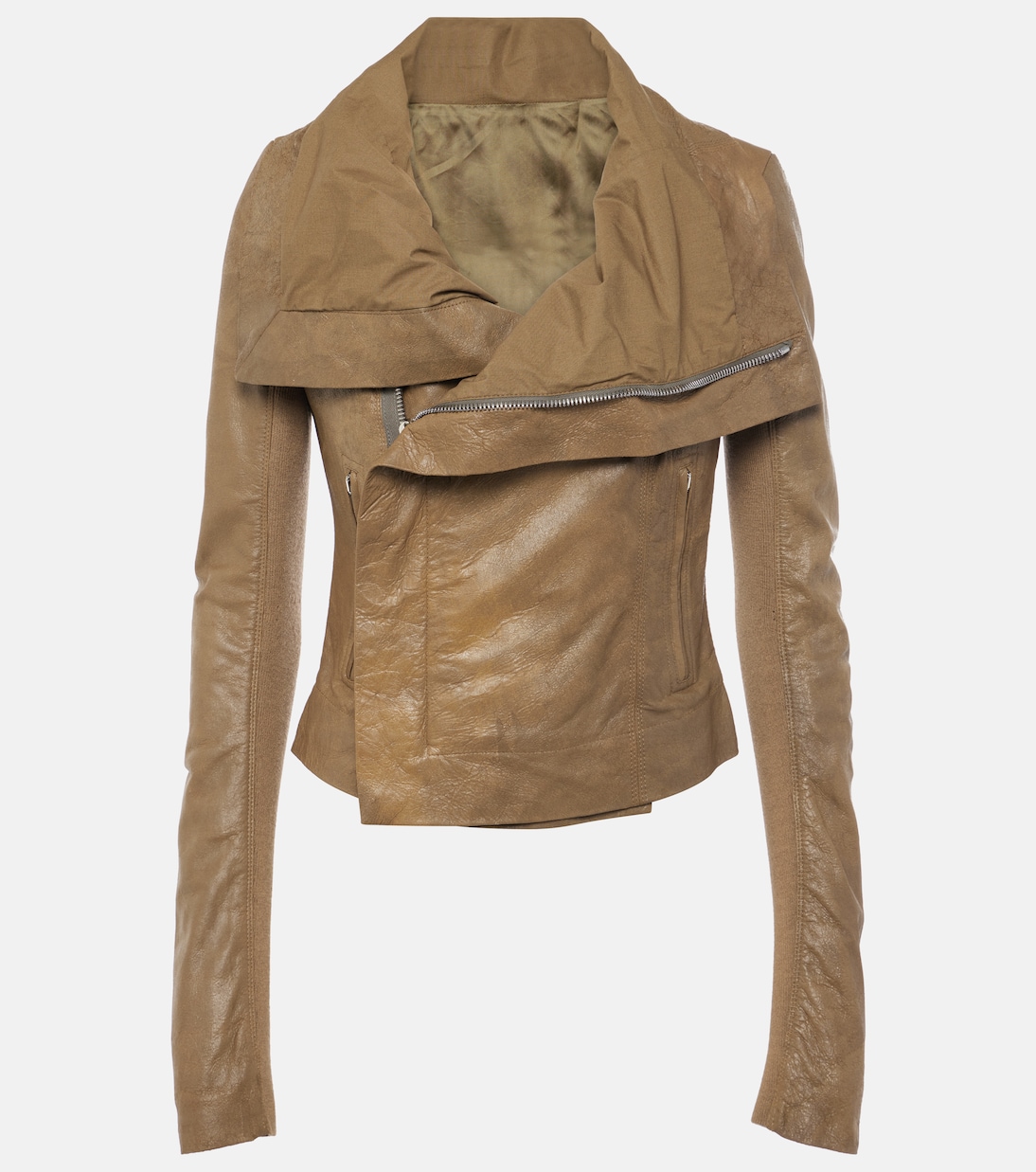 Asymmetric leather biker jacket | Rick Owens