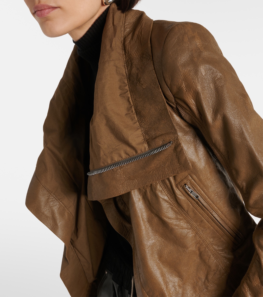 Asymmetric leather biker jacket | Rick Owens