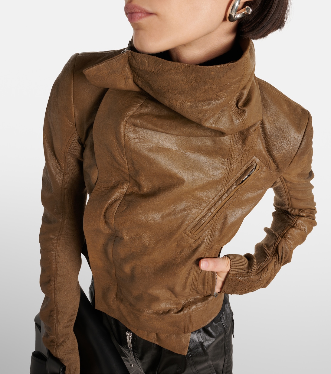 Asymmetric leather biker jacket | Rick Owens