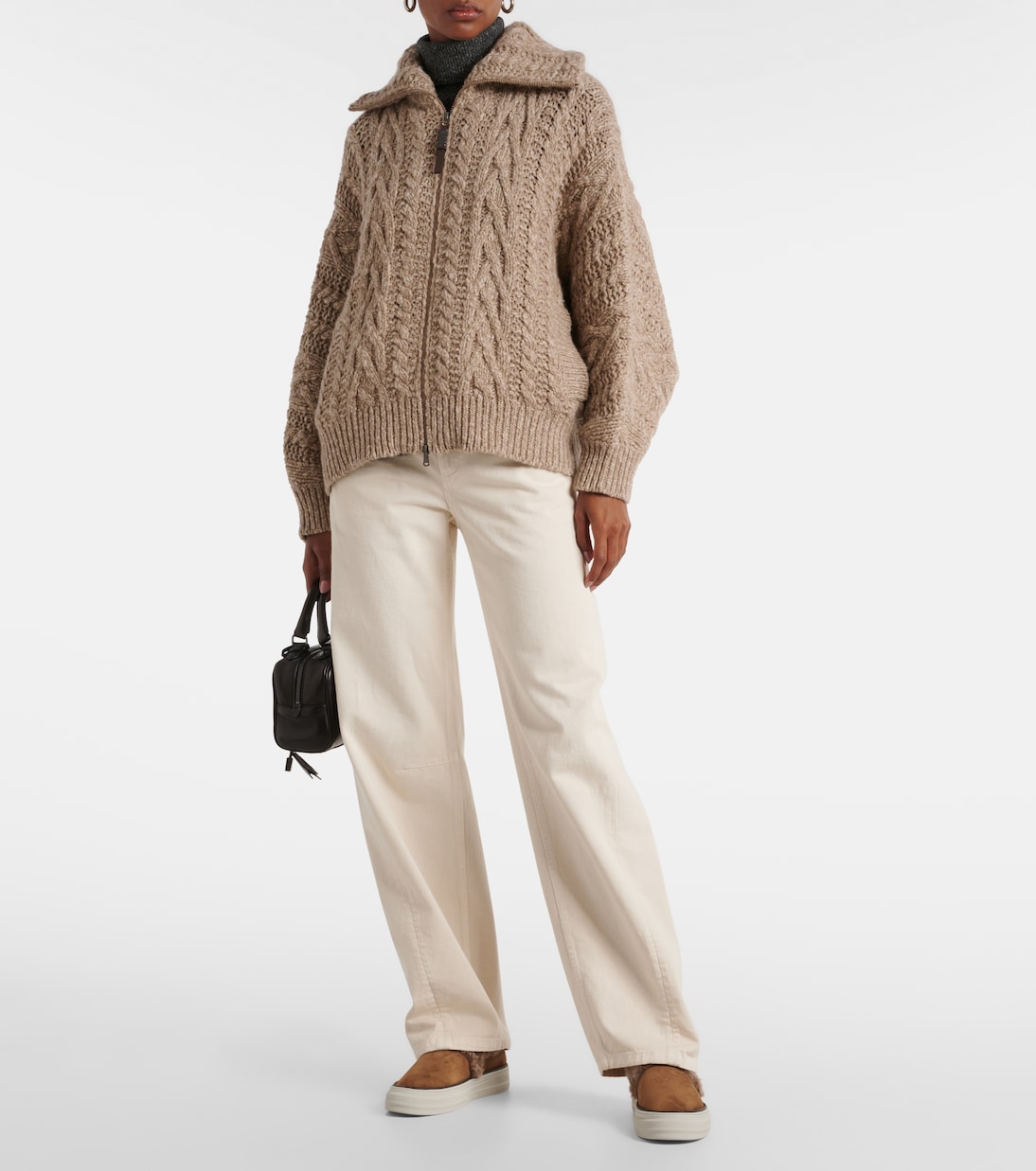 Baskets slip-on en daim et shearling | Brunello Cucinelli