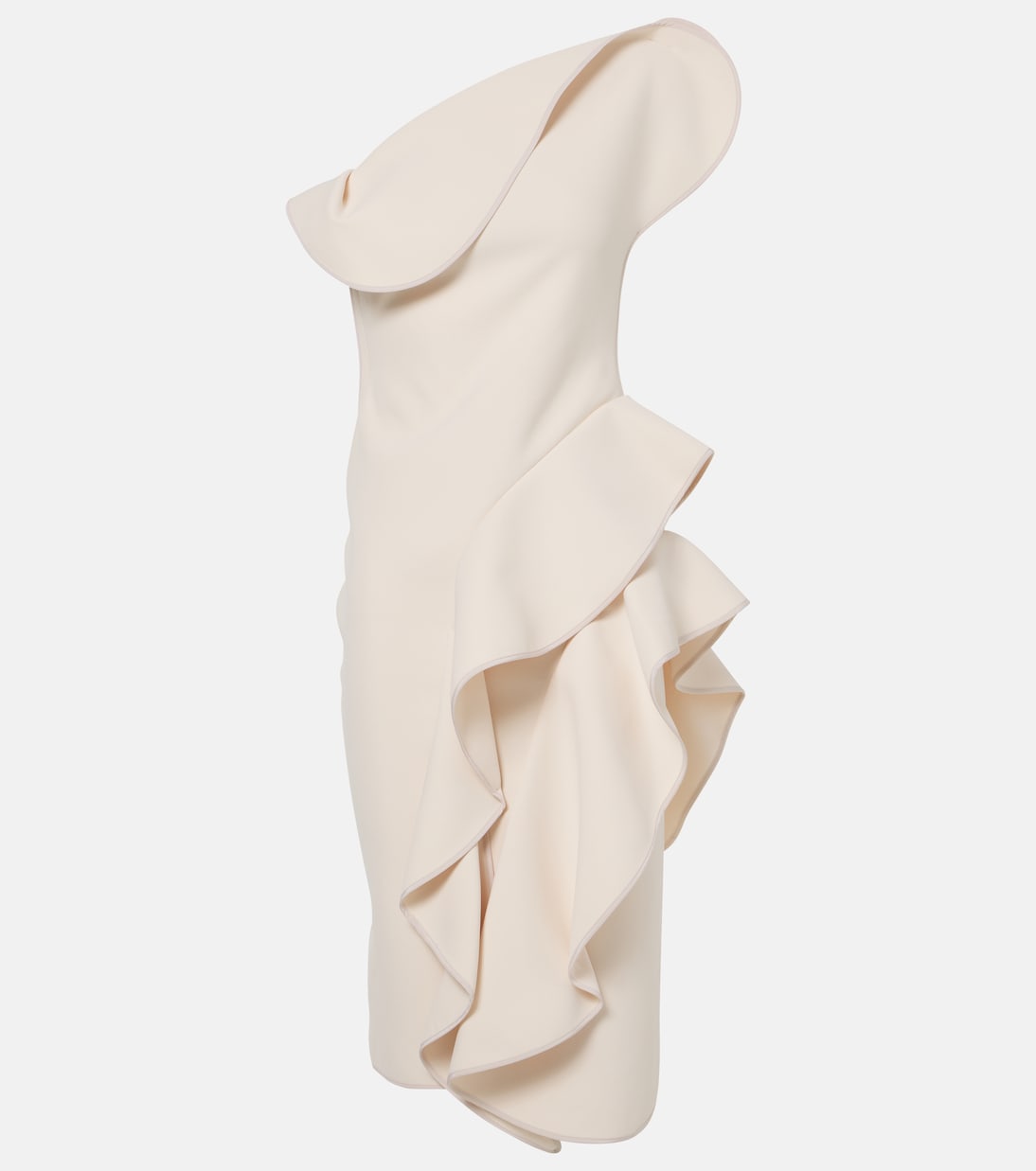 Ruffled one shoulder midi dress in white Maticevski Mytheresa