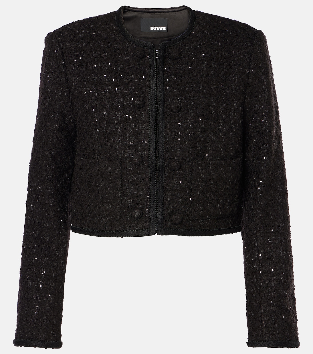 Giacca cropped in bouclé con paillettes | Rotate