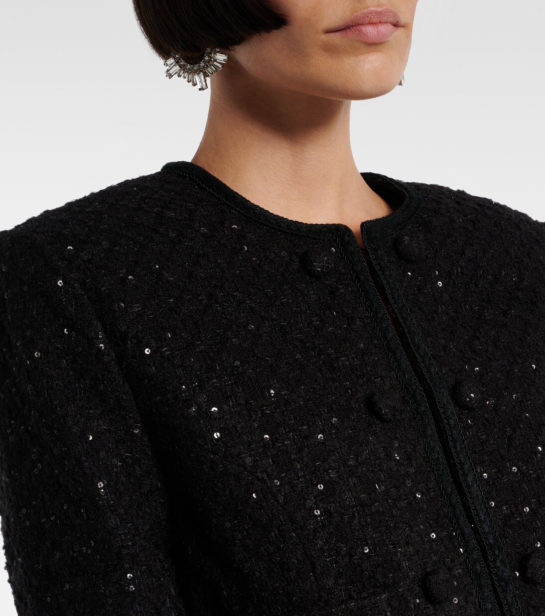 Giacca cropped in bouclé con paillettes | Rotate