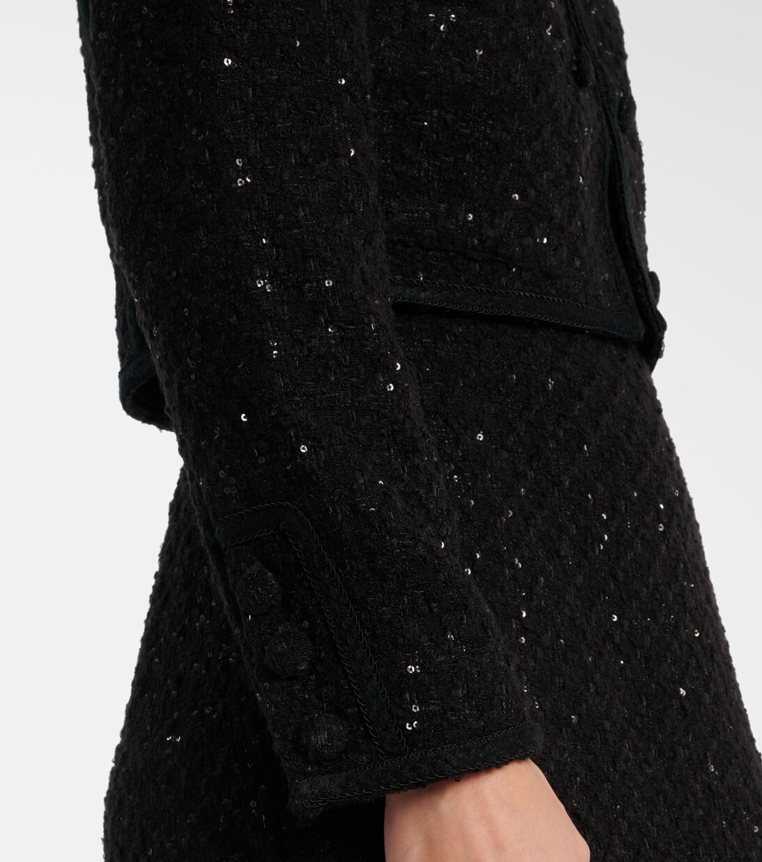 Giacca cropped in bouclé con paillettes | Rotate