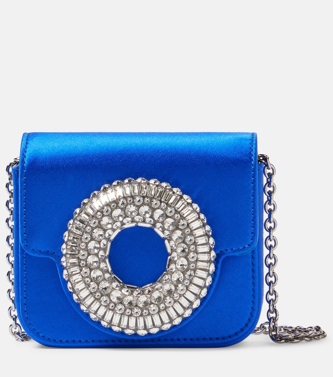 Schultertasche Mini aus Satin mit Kristallen | Aquazzura