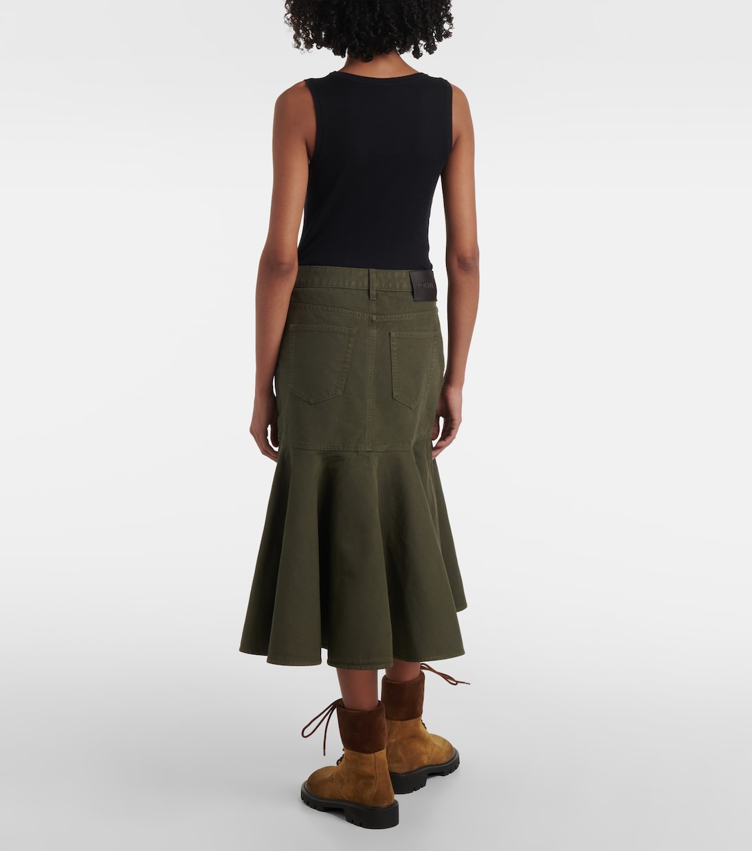 Falda midi de sarga de algodón | Loewe