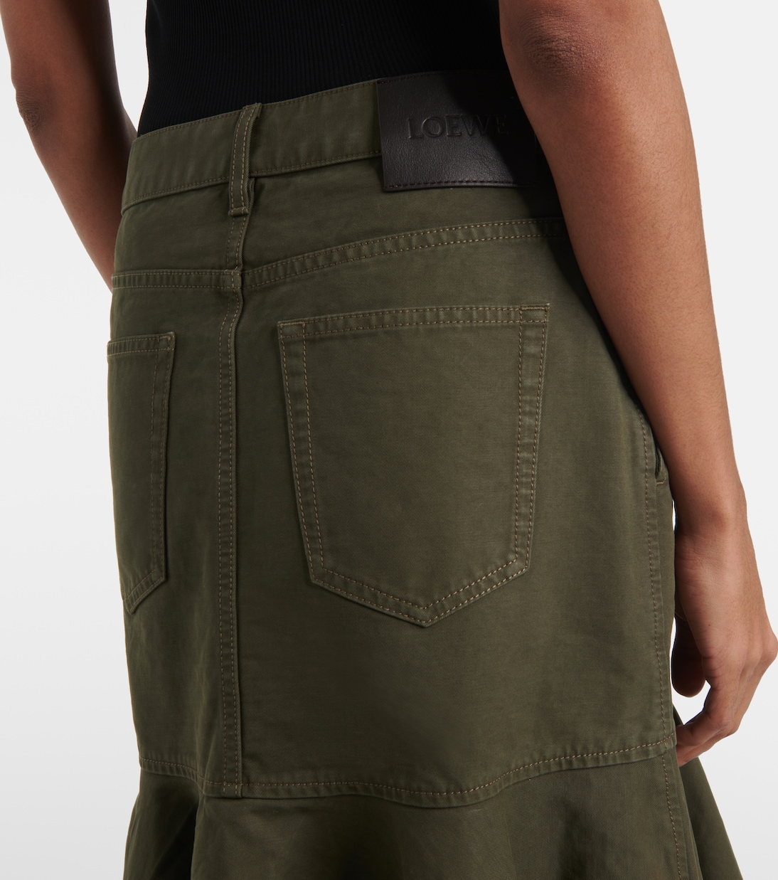 Falda midi de sarga de algodón | Loewe