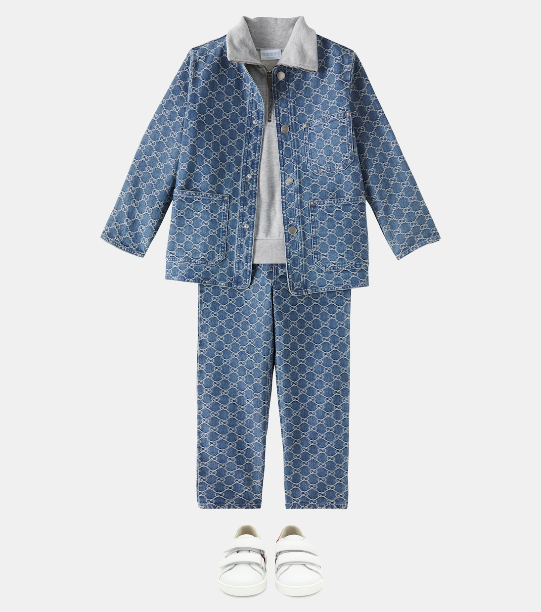 GG jacquard denim jacket in blue - Gucci Kids | Mytheresa