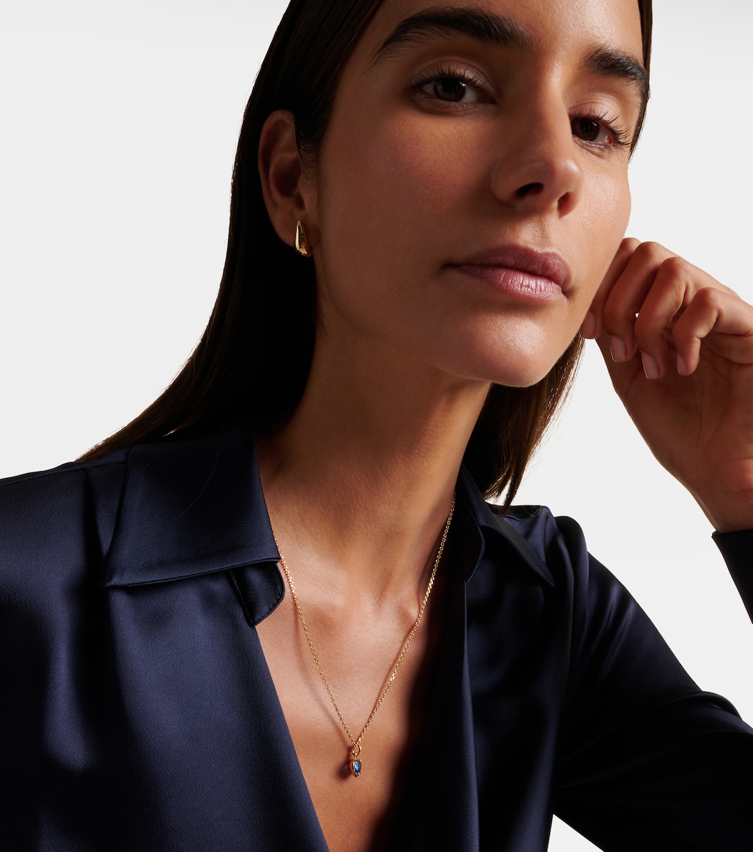 Collana in oro 18kt con zaffiro e diamanti | Anita Ko