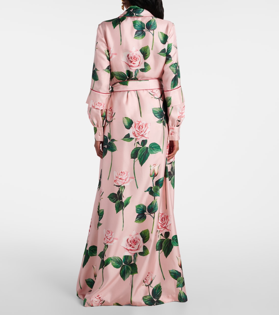 Abito lungo in raso di seta con stampa floreale | Dolce&Gabbana