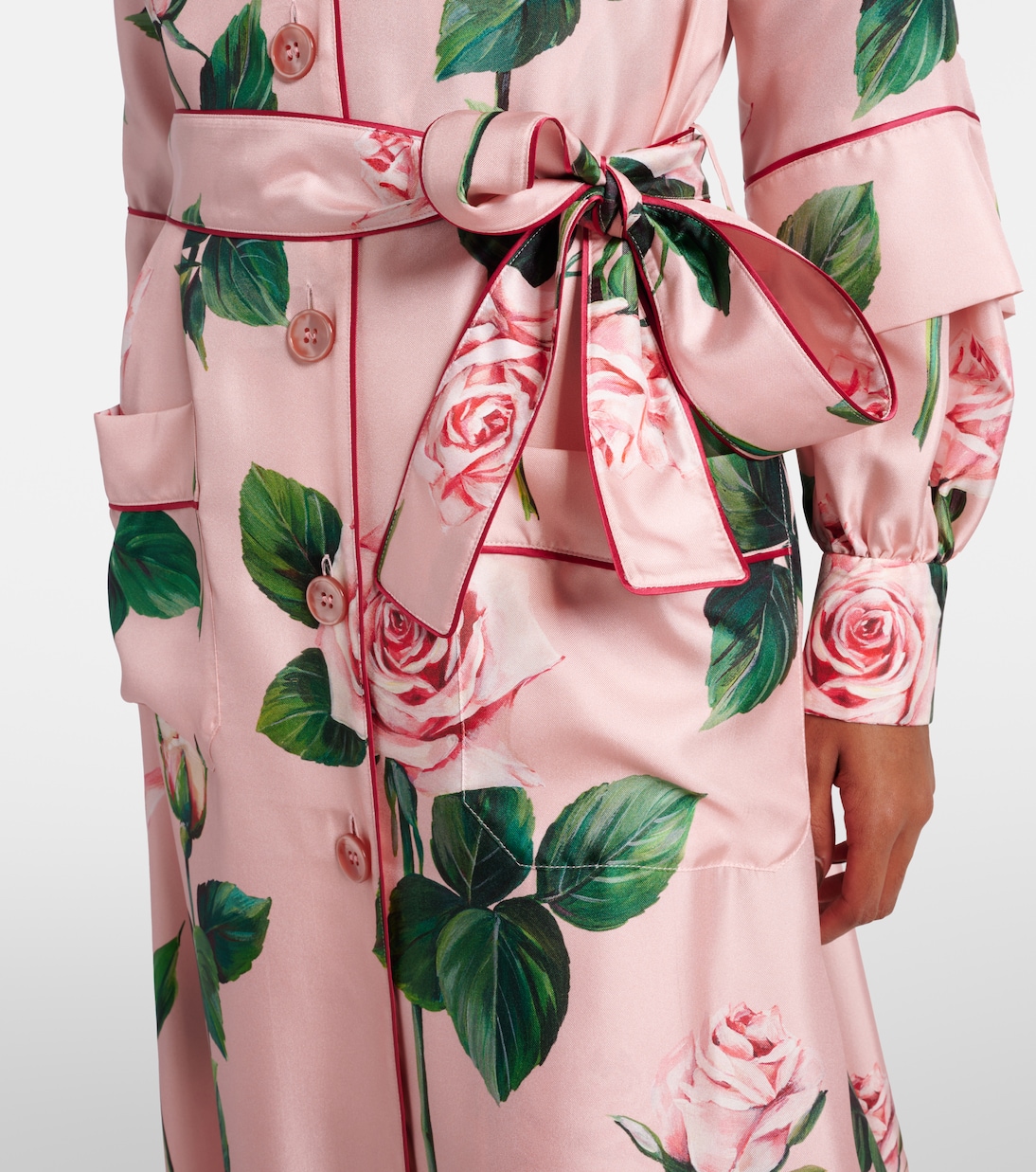 Abito lungo in raso di seta con stampa floreale | Dolce&Gabbana