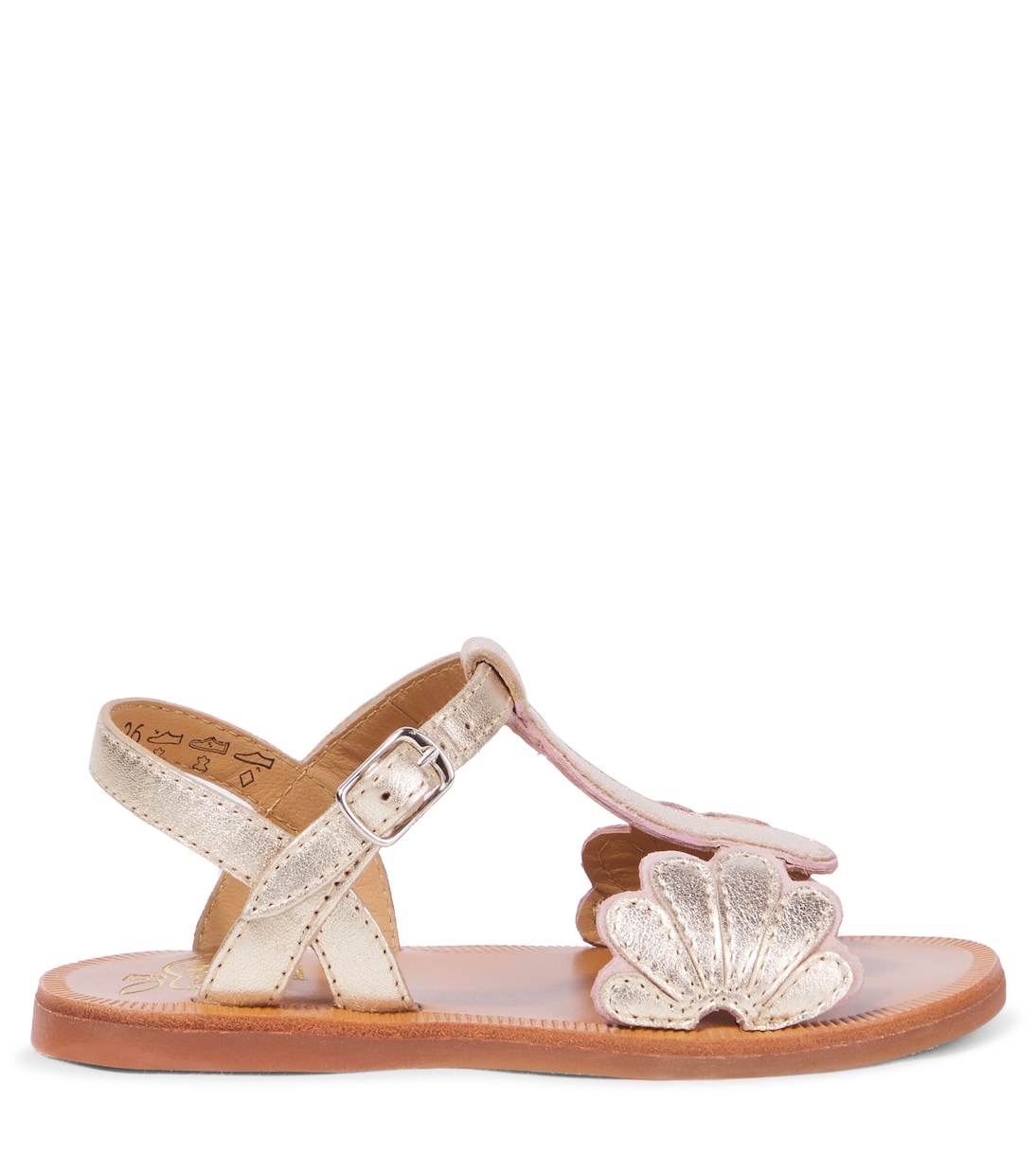 Sandalen Plagette Bloom aus Metallic-Leder | Pom d'Api