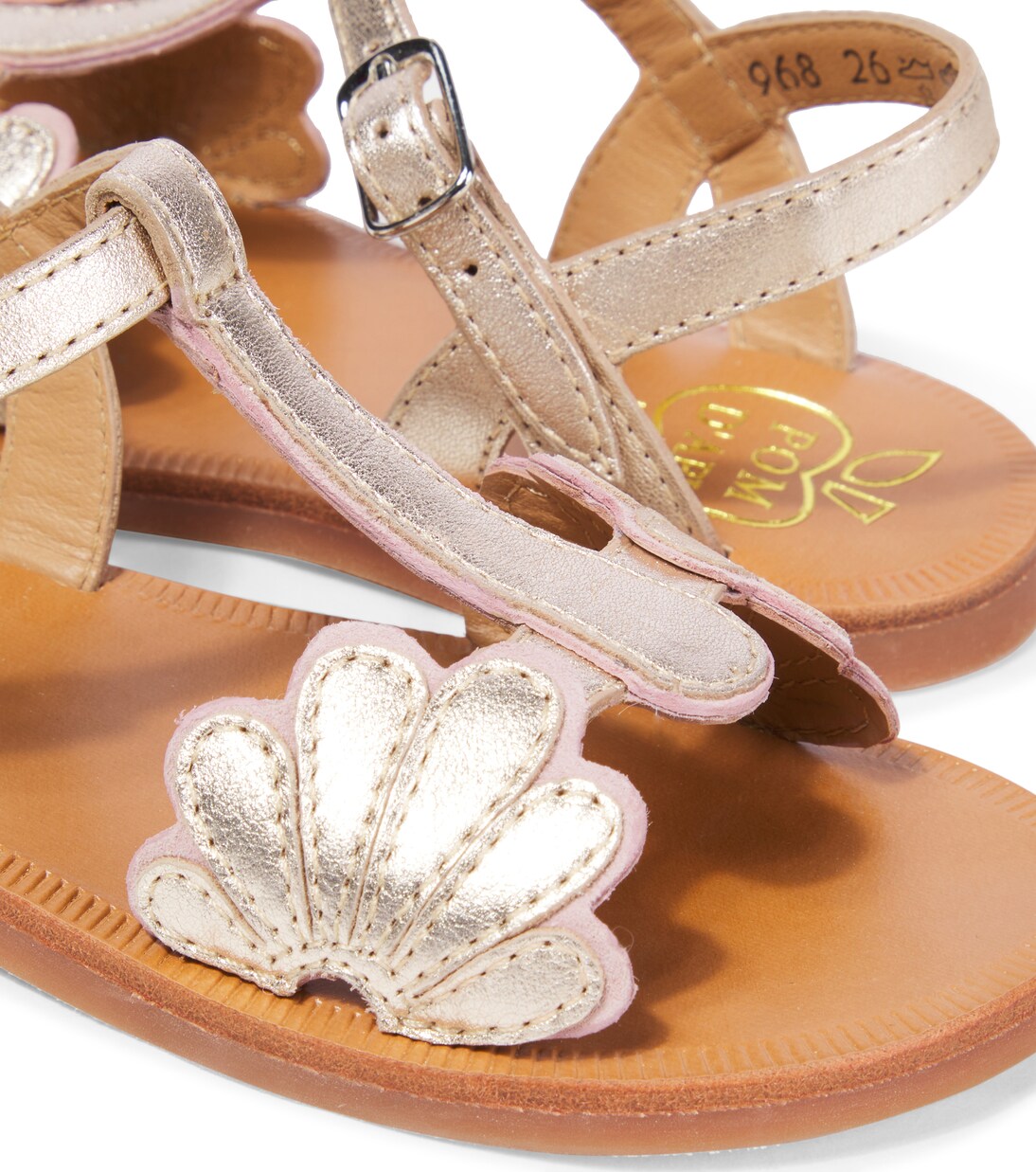 Sandalen Plagette Bloom aus Metallic-Leder | Pom d'Api
