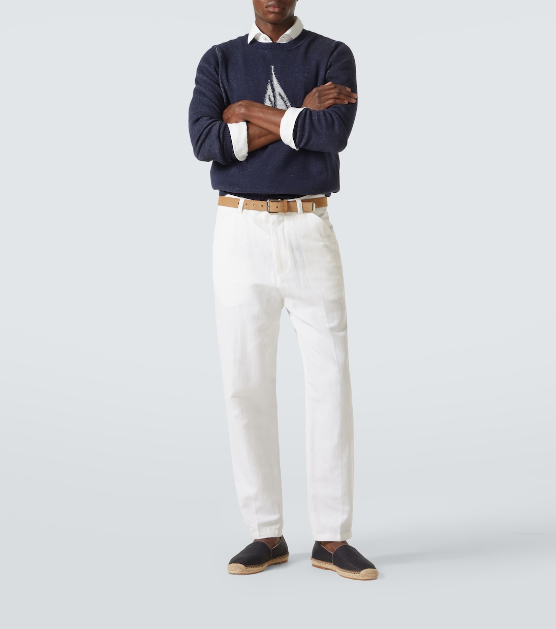 Pantalon chino en coton et lin | Brunello Cucinelli