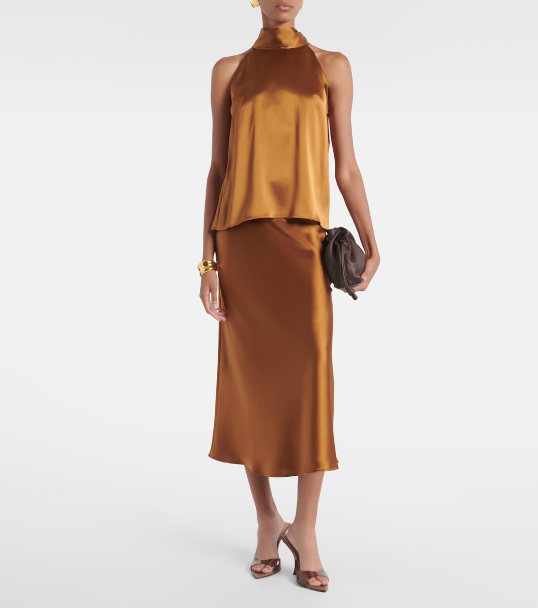 Sienna halterneck satin top | Galvan