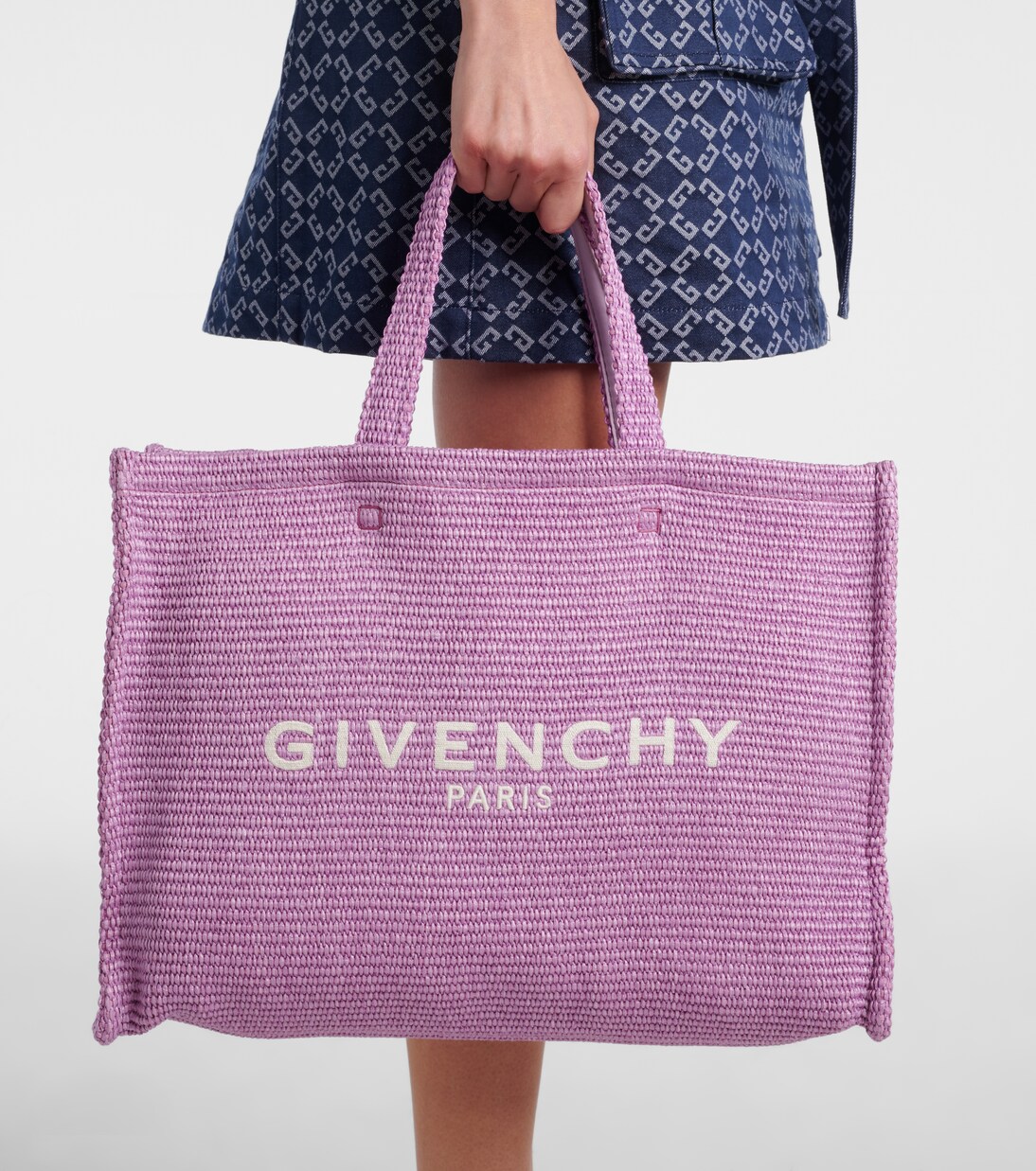 G-Tote Medium raffia-effect shopper | Givenchy