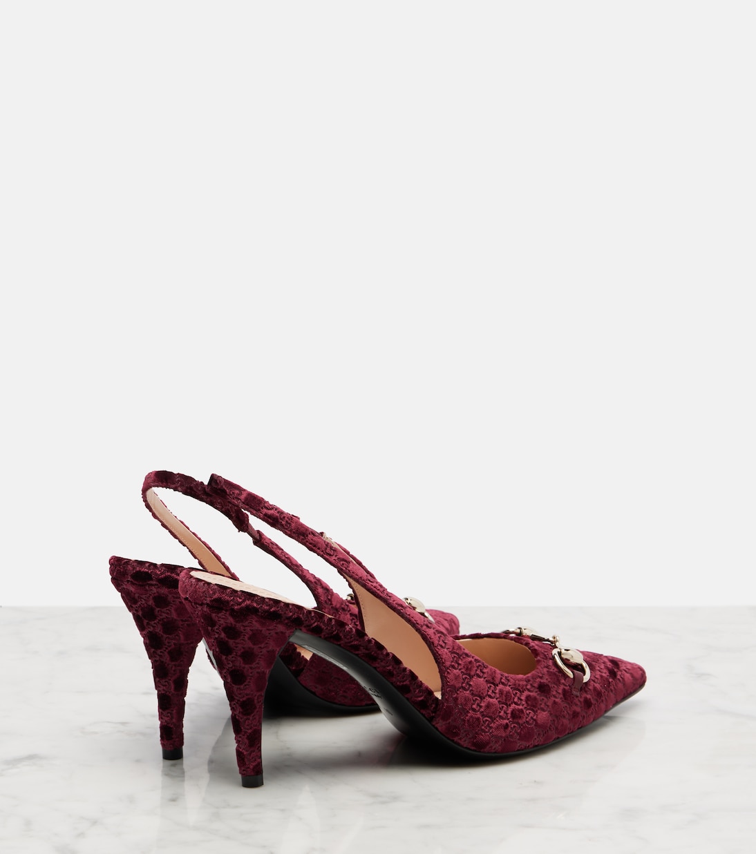 Slingback-Pumps Horsebit GG aus Samt | Gucci