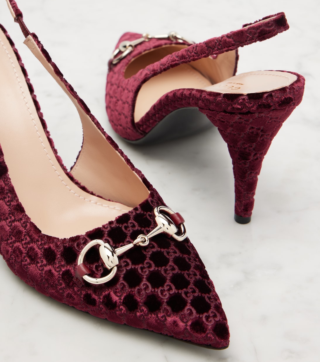 Slingback-Pumps Horsebit GG aus Samt | Gucci