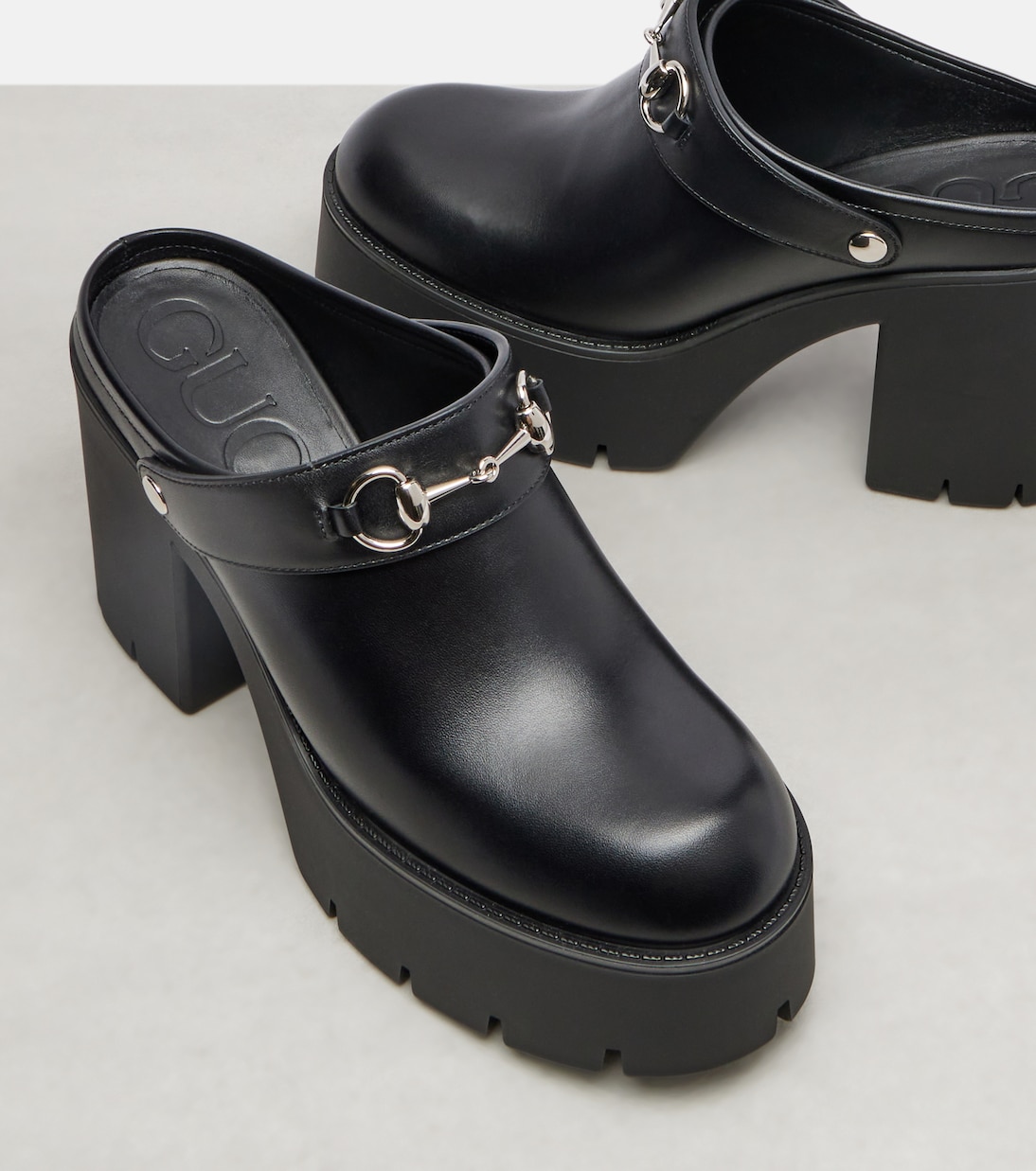 Mules Horsebit in pelle con plateau | Gucci