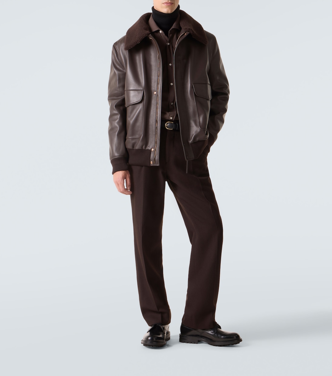 Shearling-trimmed leather bomber jacket | Gabriela Hearst