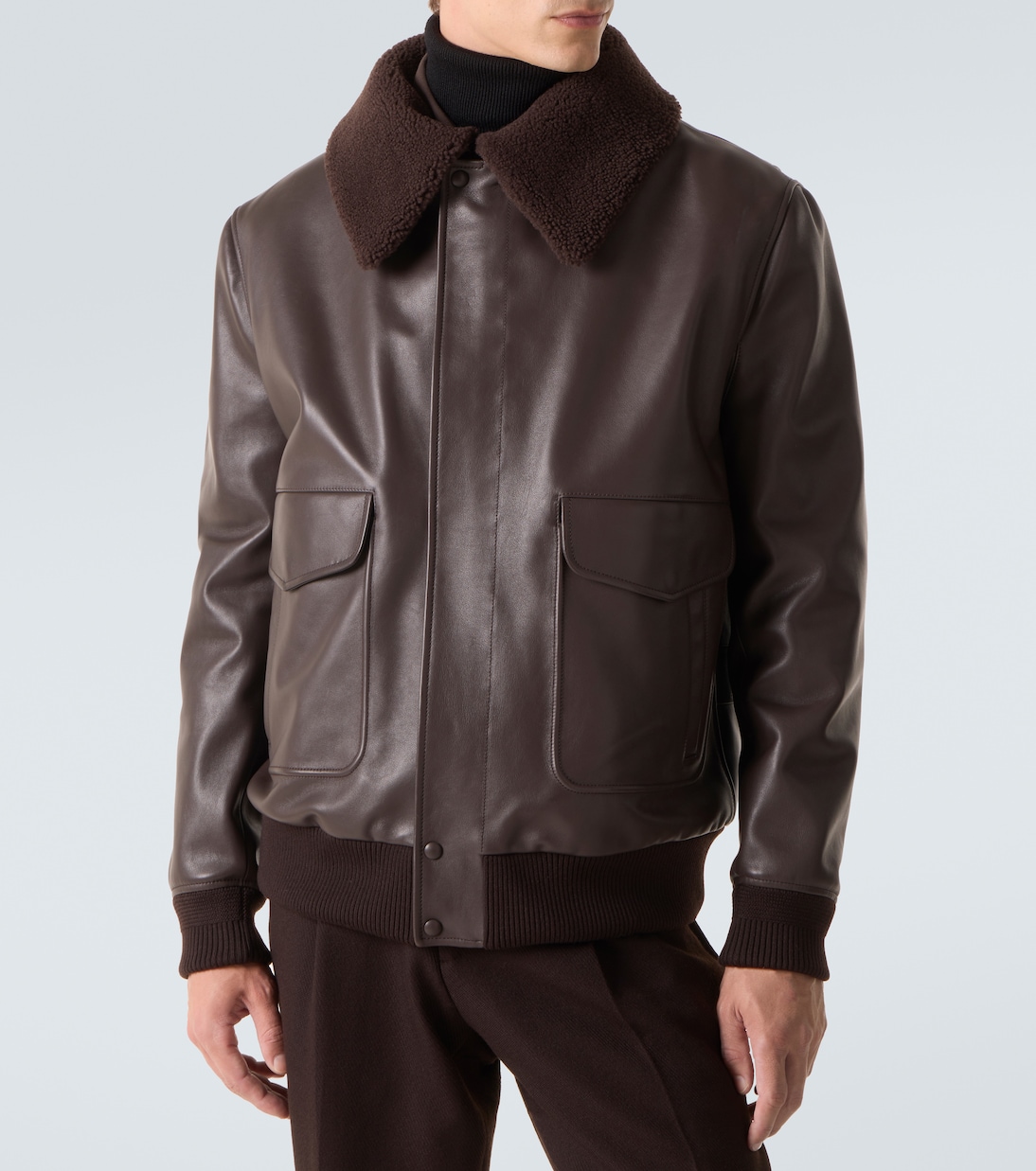 Shearling-trimmed leather bomber jacket | Gabriela Hearst