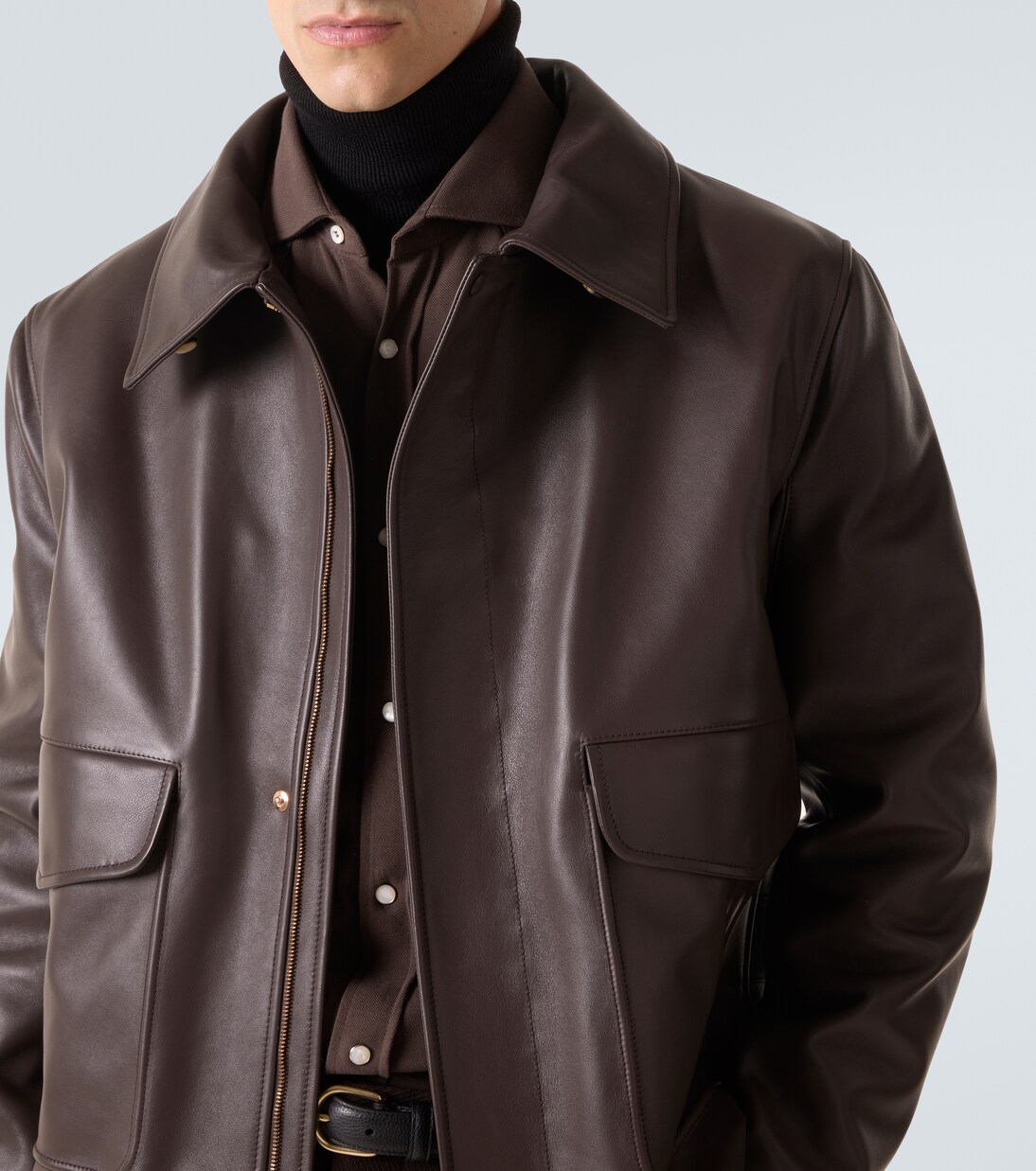 Shearling-trimmed leather bomber jacket | Gabriela Hearst